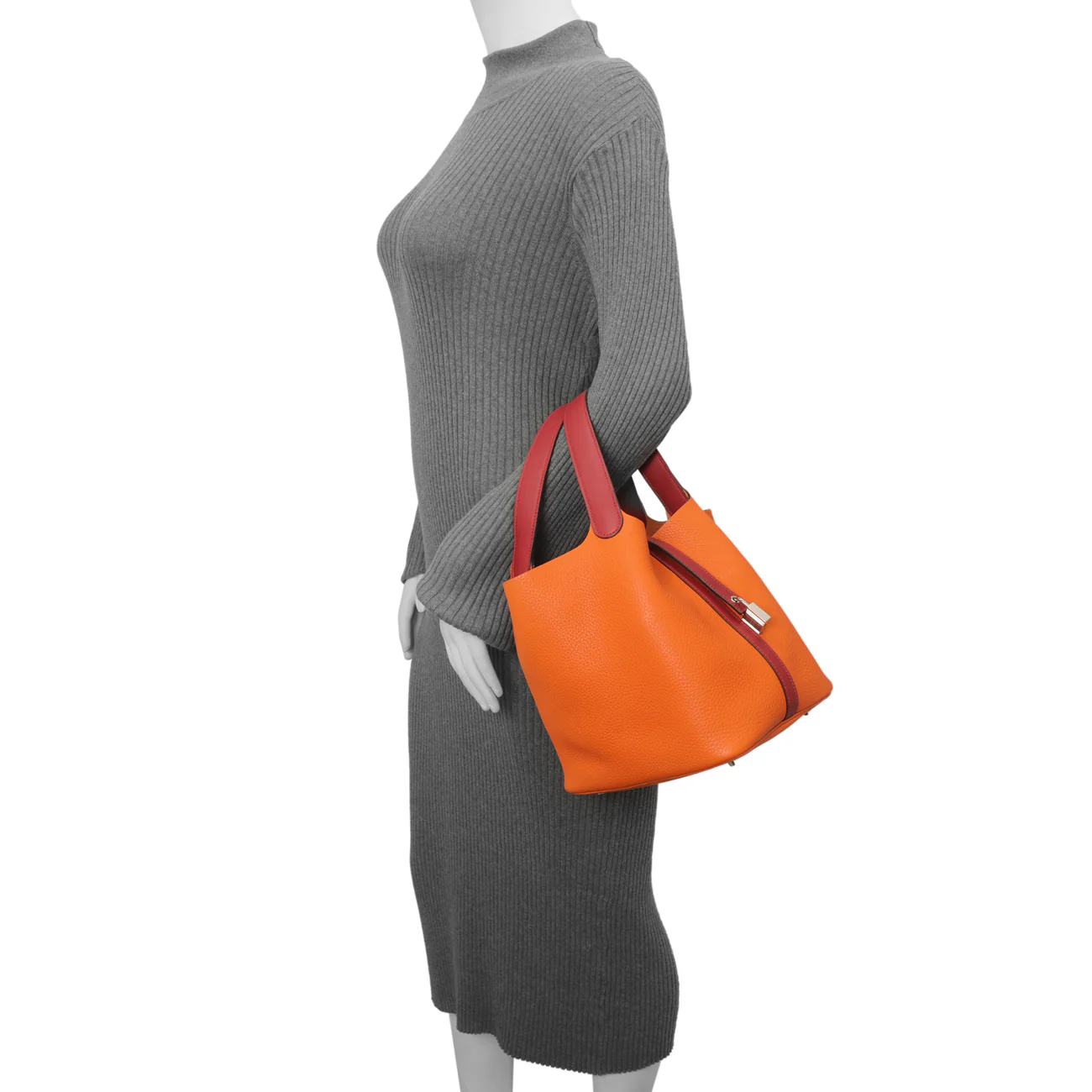 Hermes Orange Rouge Bicolor Clemence Picotin 22 - Image 8