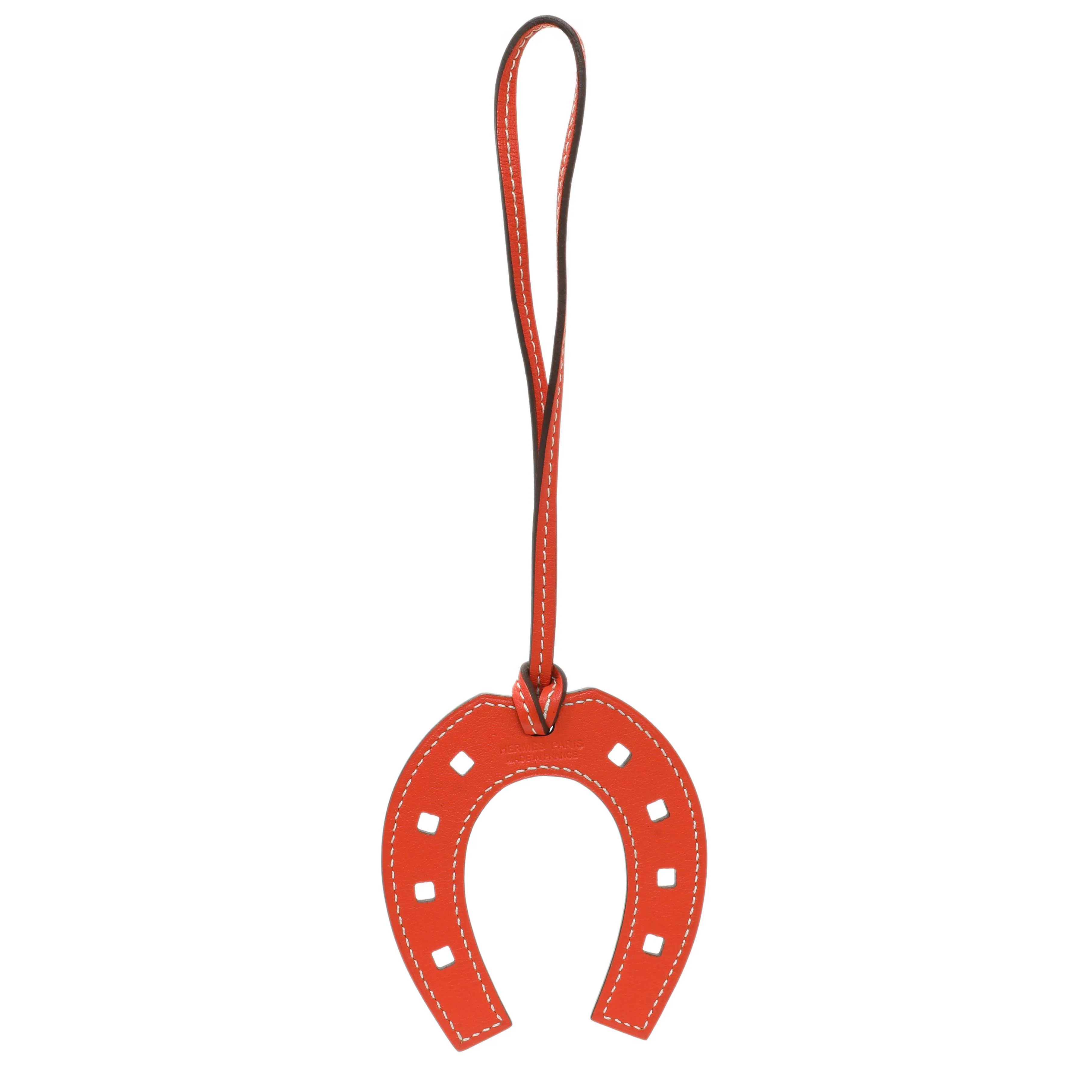 Hermes Orange Swift Paddock Horseshoe Bag Charm
