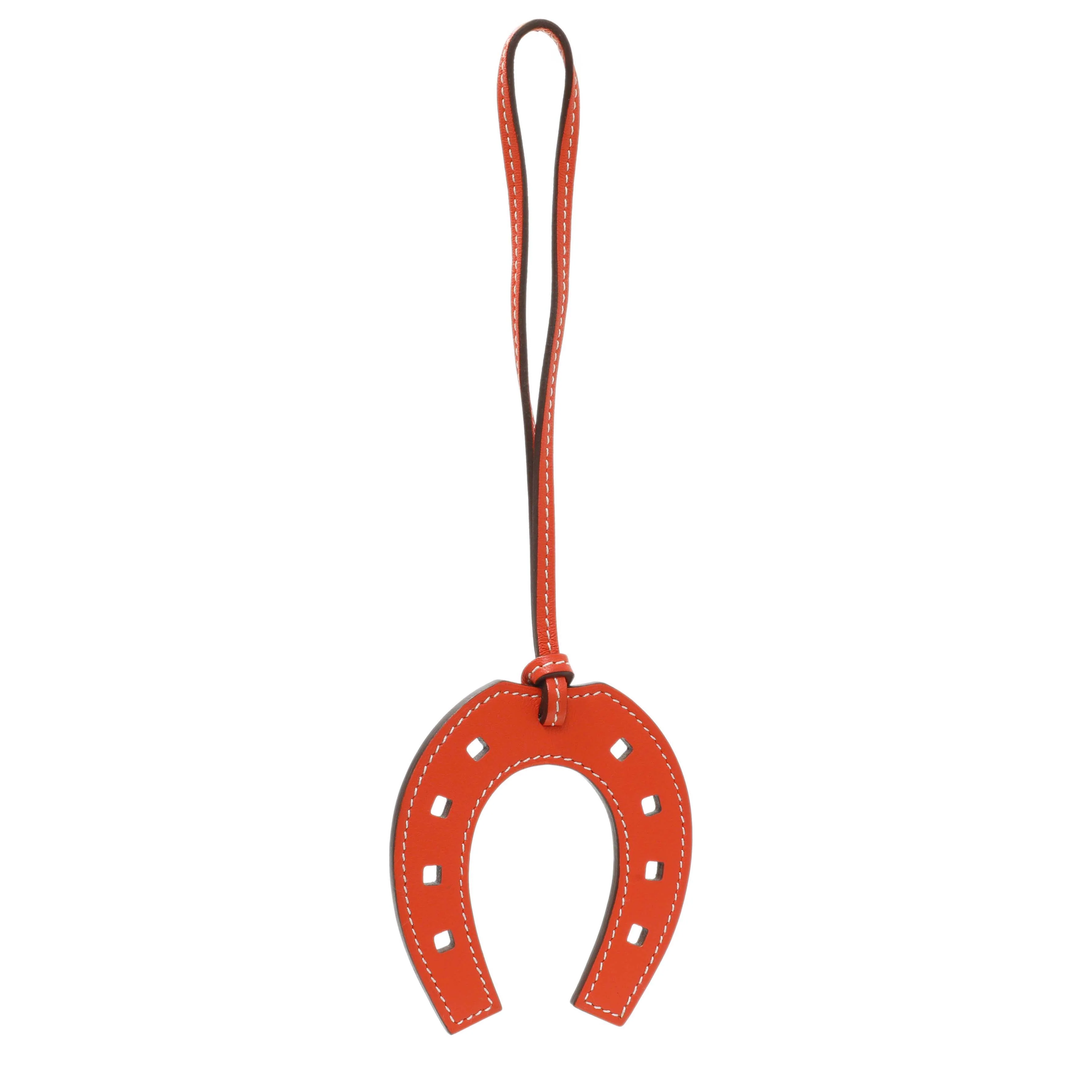 Hermes Orange Swift Paddock Horseshoe Bag Charm - Image 2