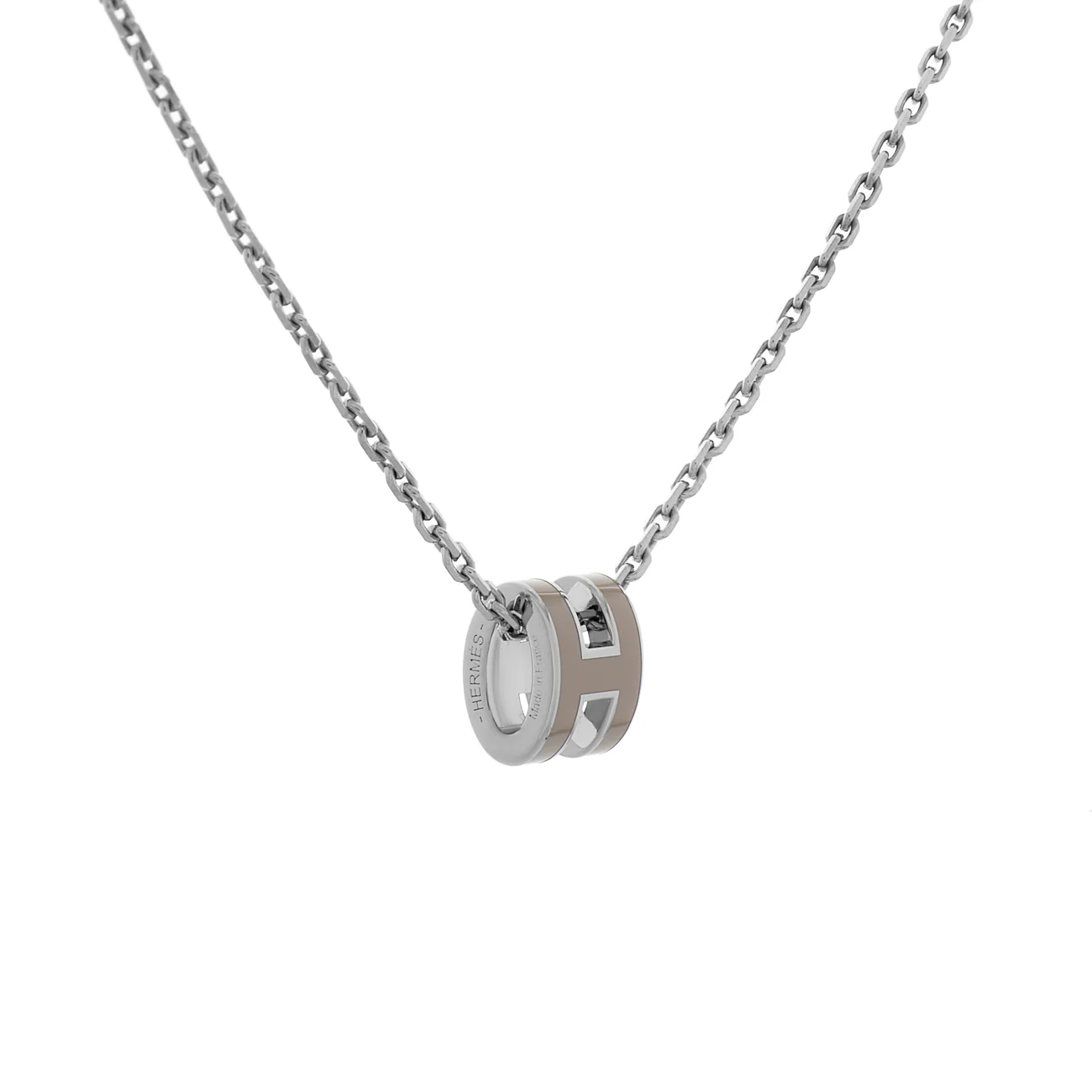 Hermes Palladium Marron Glace Mini Pop H Pendant Necklace - Image 2