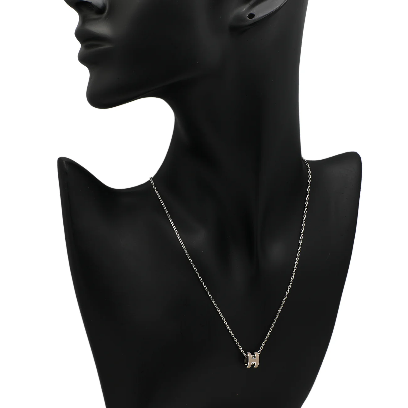 Hermes Palladium Marron Glace Mini Pop H Pendant Necklace - Image 3