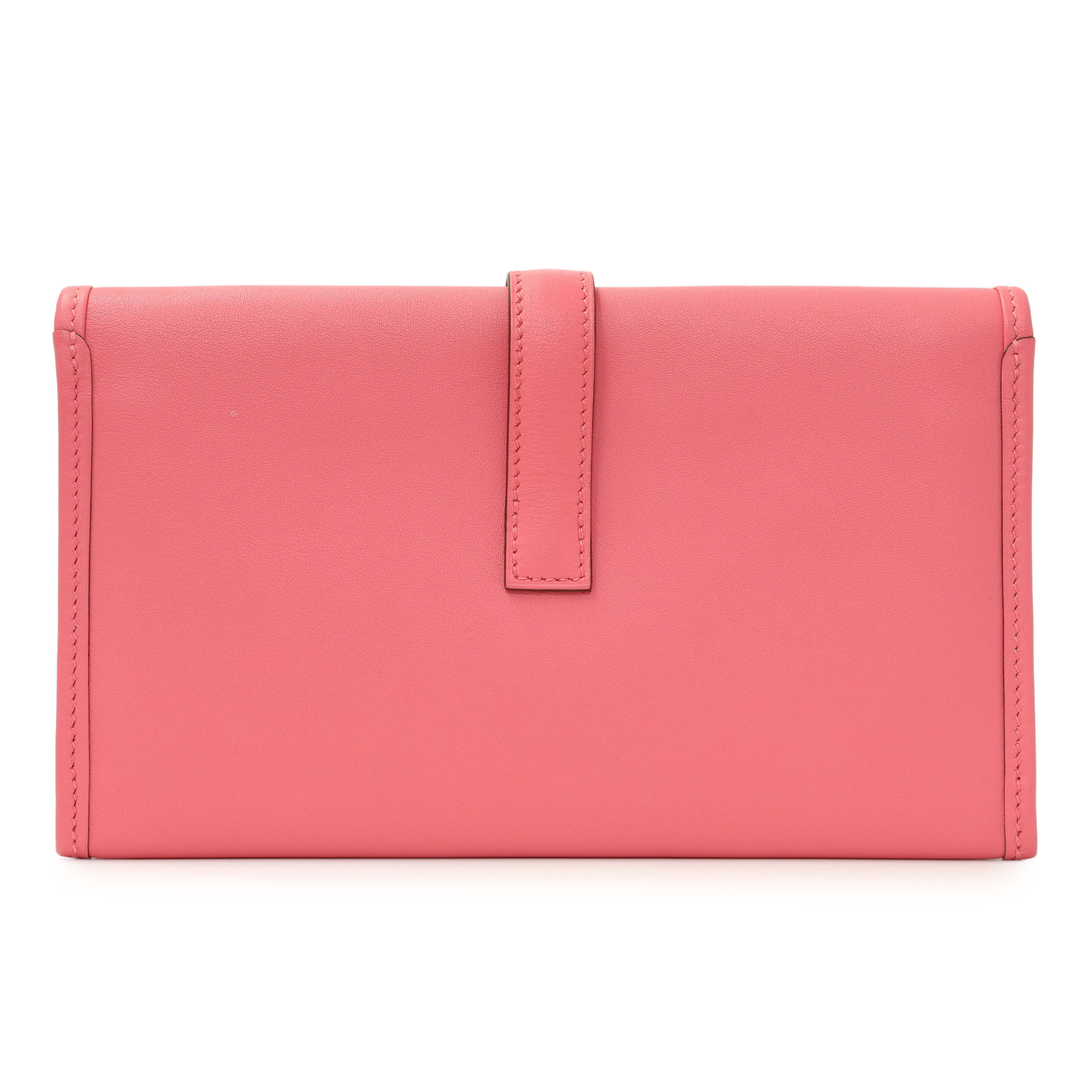Hermes Rose Azalee Swift Jige Duo Clutch - Image 2