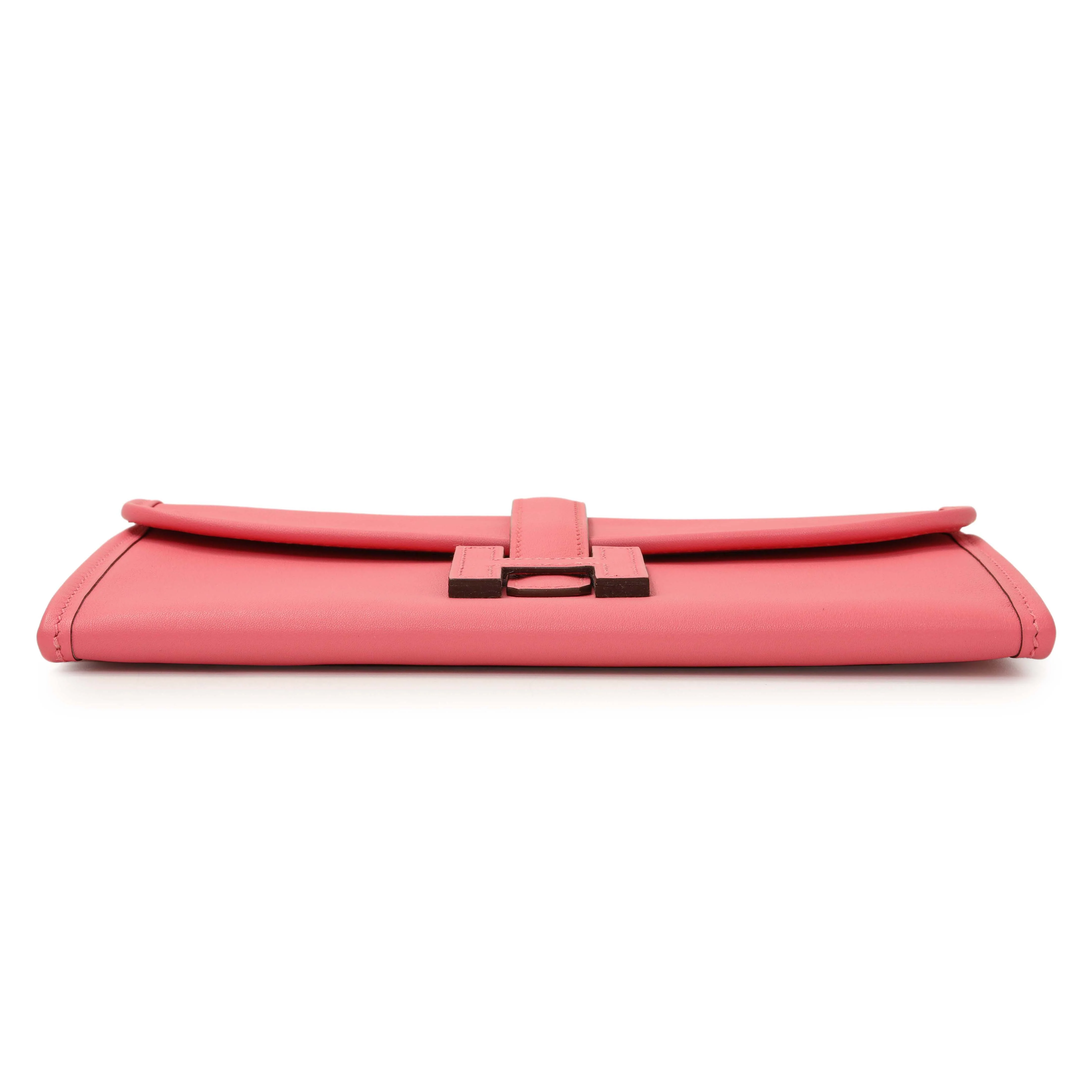 Hermes Rose Azalee Swift Jige Duo Clutch - Image 3