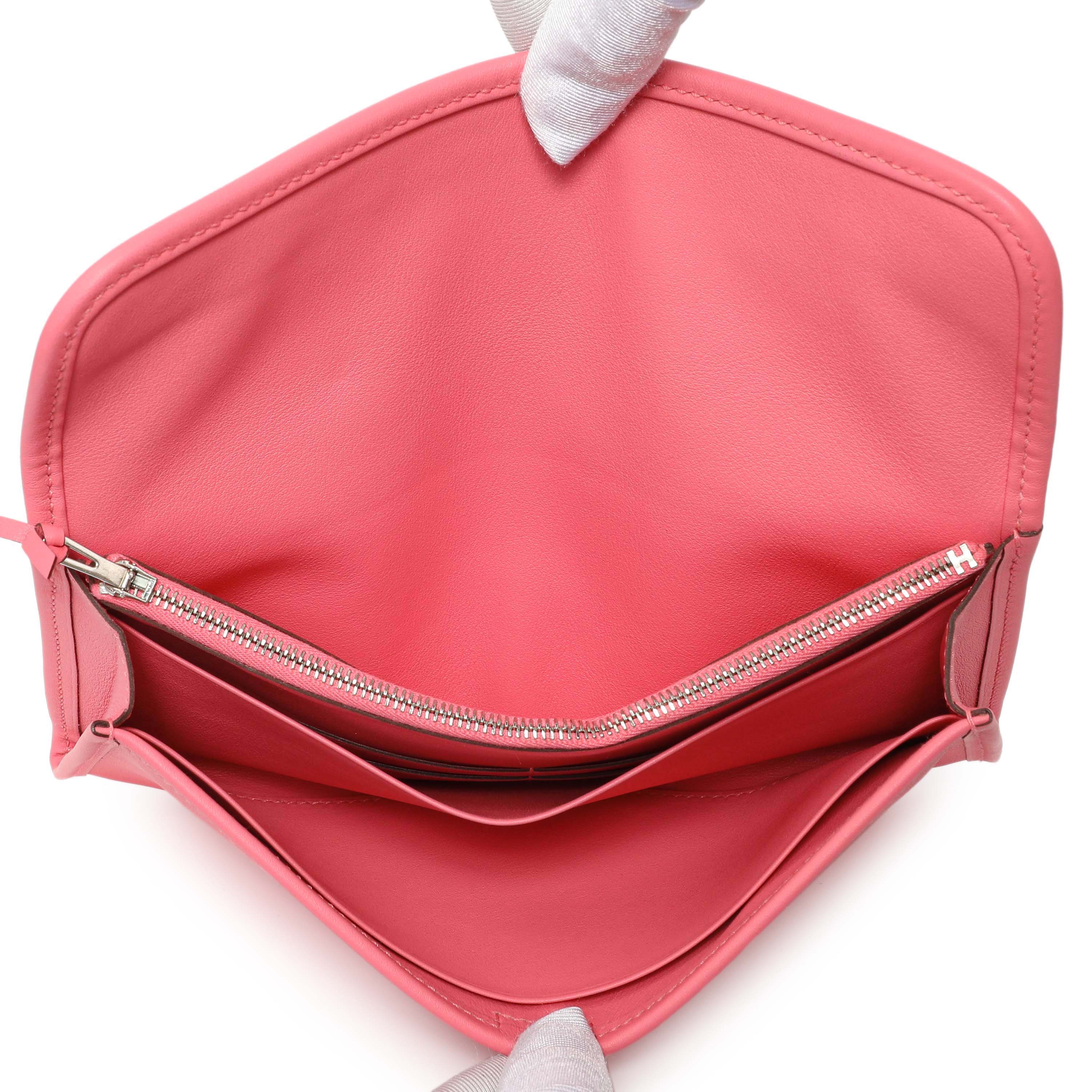 Hermes Rose Azalee Swift Jige Duo Clutch - Image 4