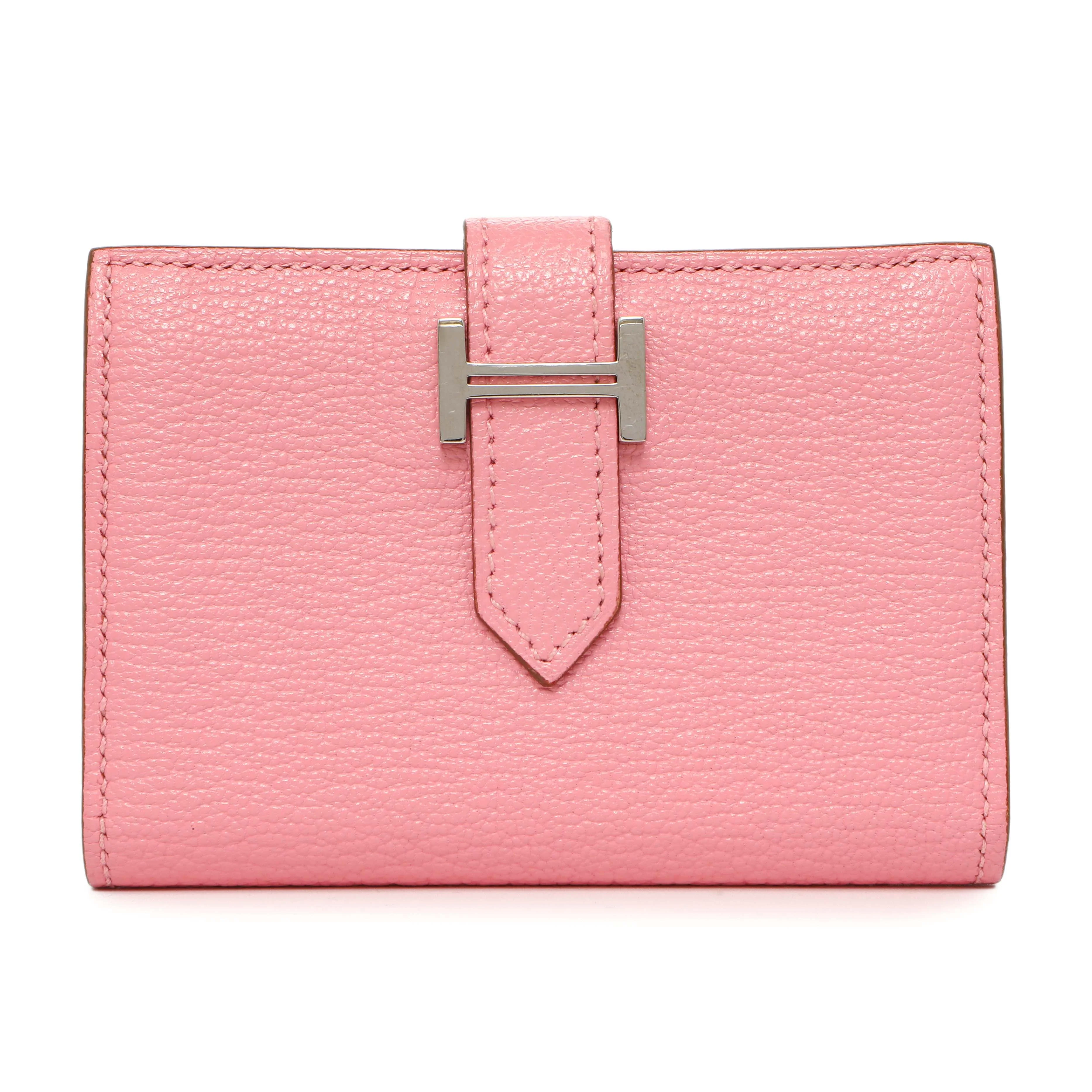 Hermes Rose Confetti Chevre Mysore Bearn Card Holder Wallet