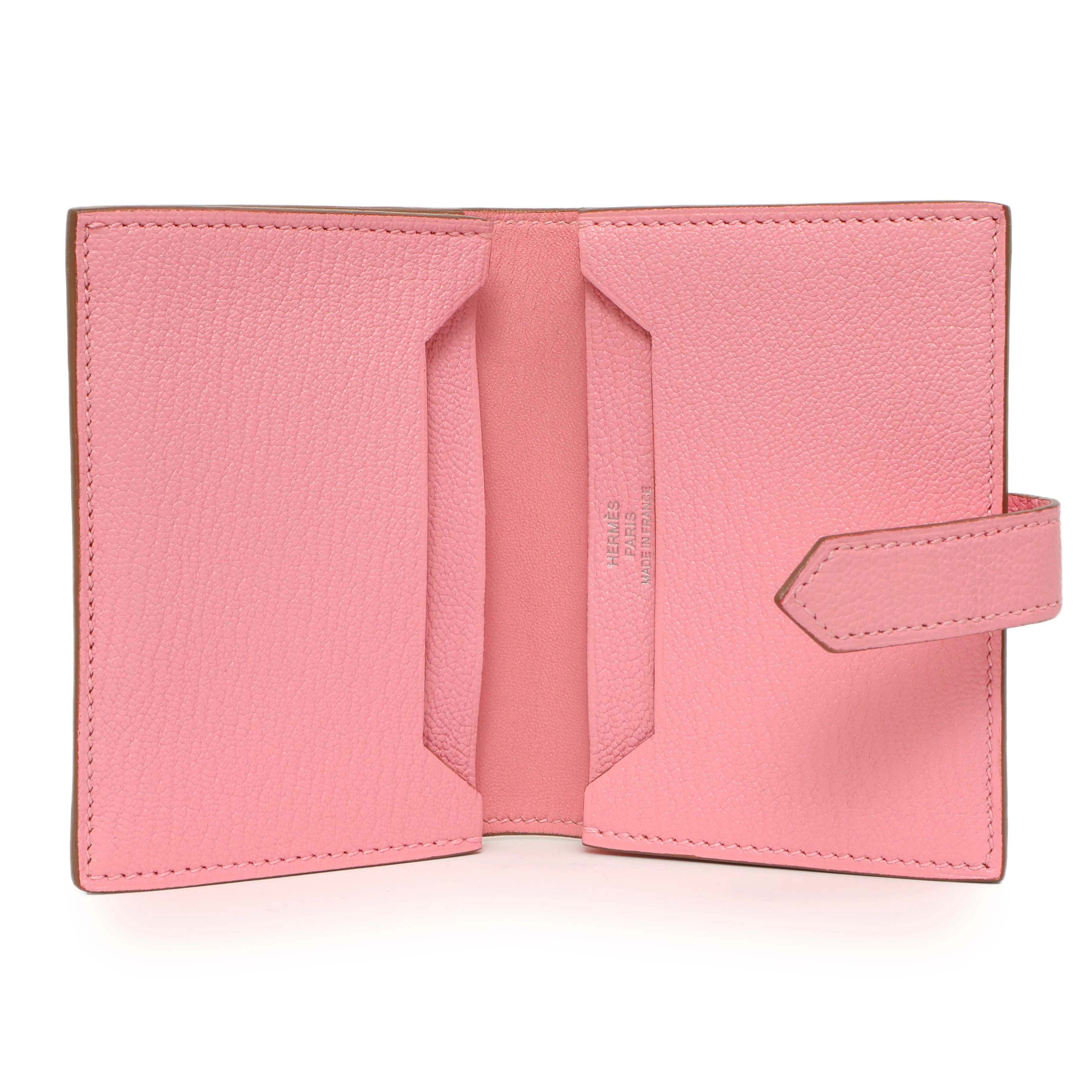 Hermes Rose Confetti Chevre Mysore Bearn Card Holder Wallet - Image 5