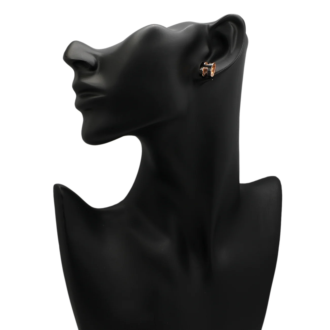 Hermes Rose Gold Black Lacquer Pop H Earrings - Image 3