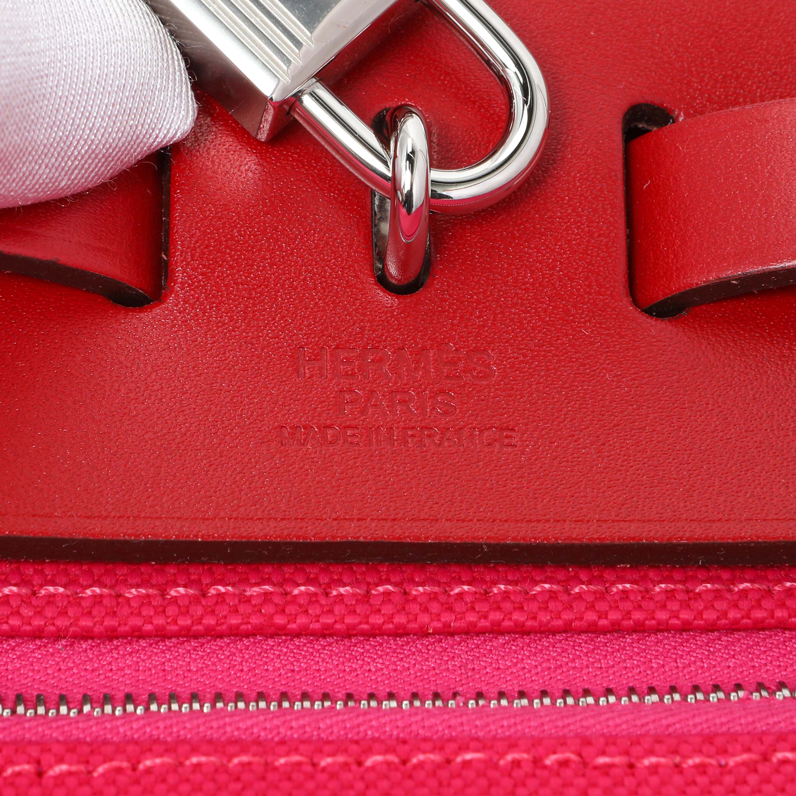 Hermes Rose Mexico Rouge Piment Toile Militaire Vache Hunter Laque Herbag Zip Retourne 31 PM - Image 6