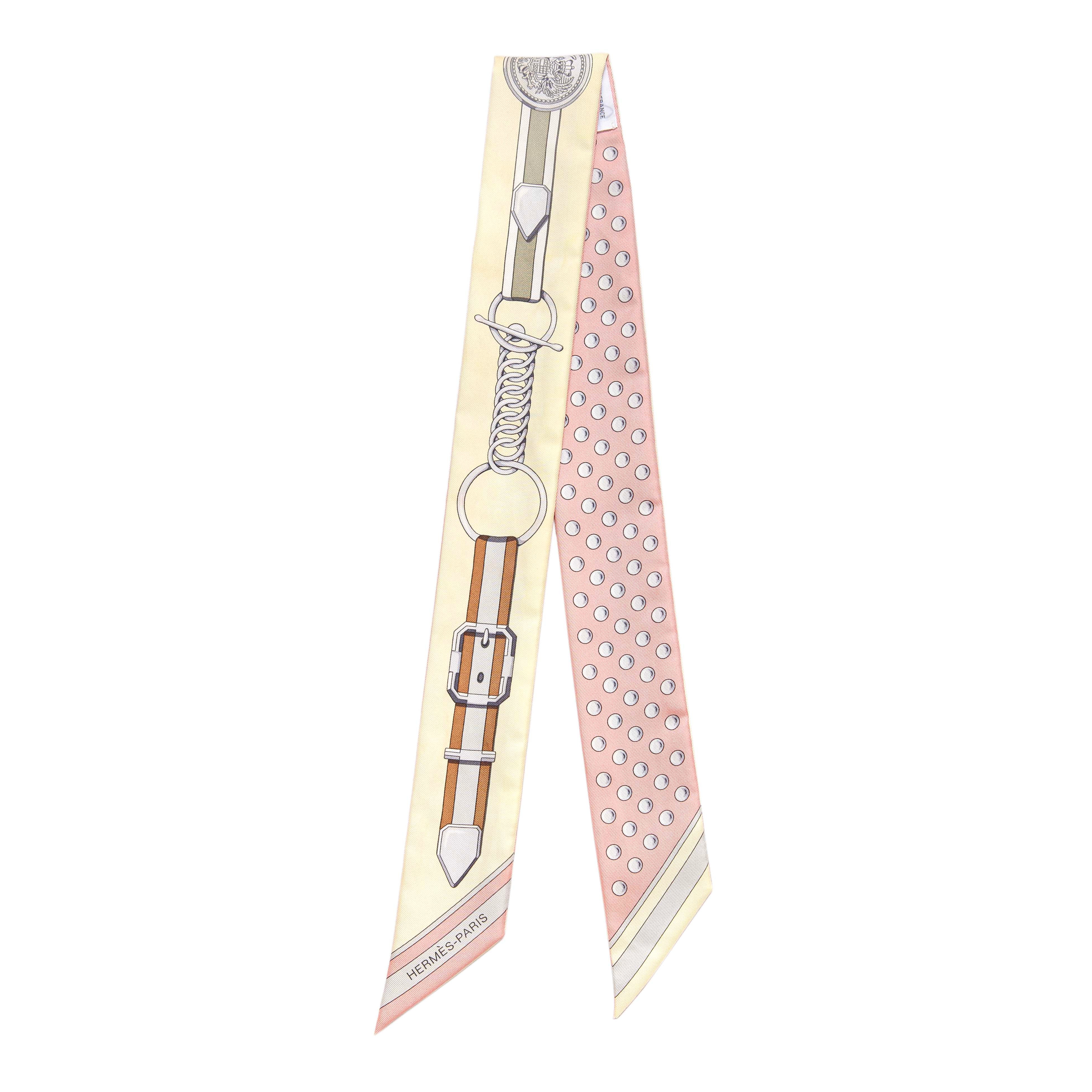 Hermes Rose Poudre Jaune Silk Grand Tralala Twilly