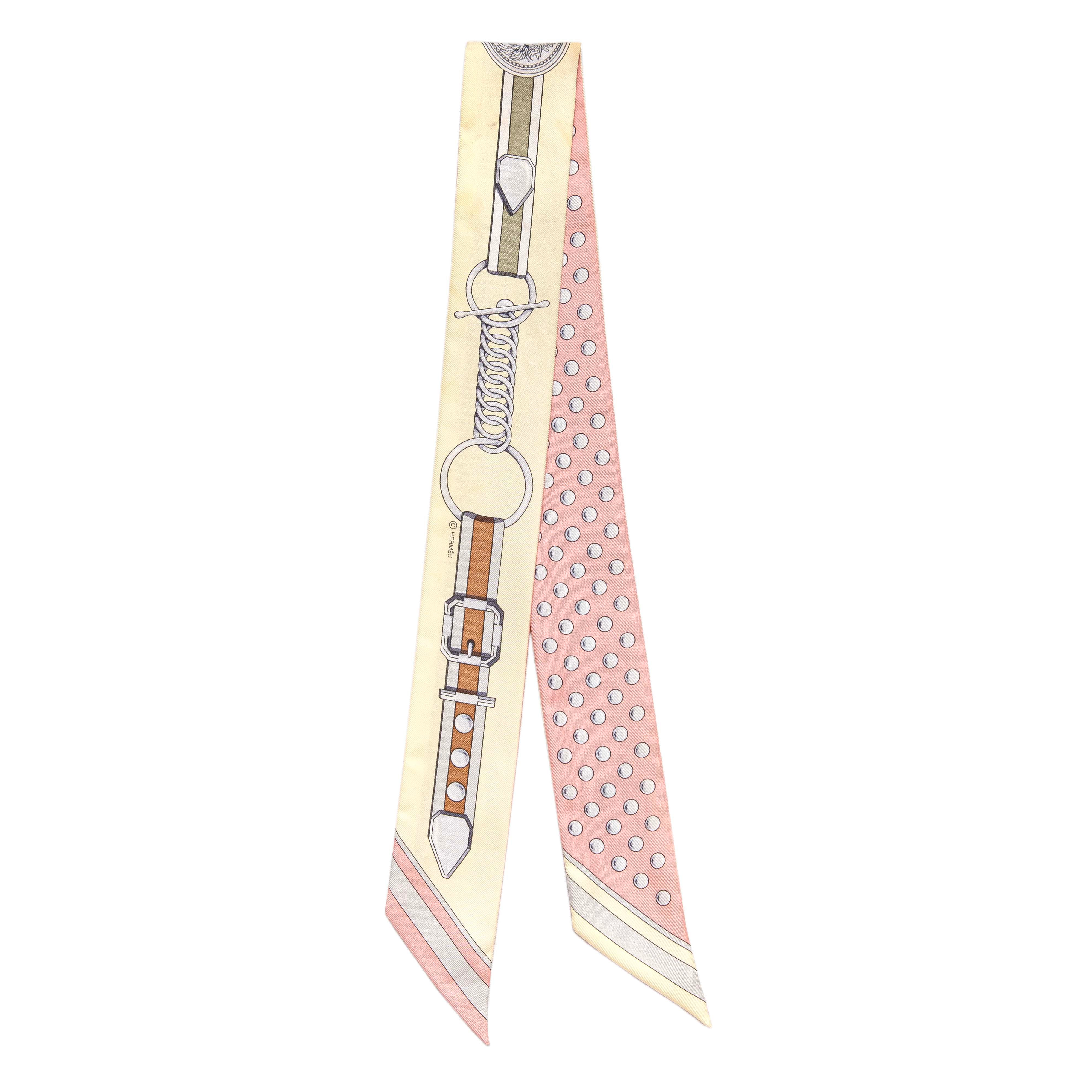 Hermes Rose Poudre Jaune Silk Grand Tralala Twilly - Image 2