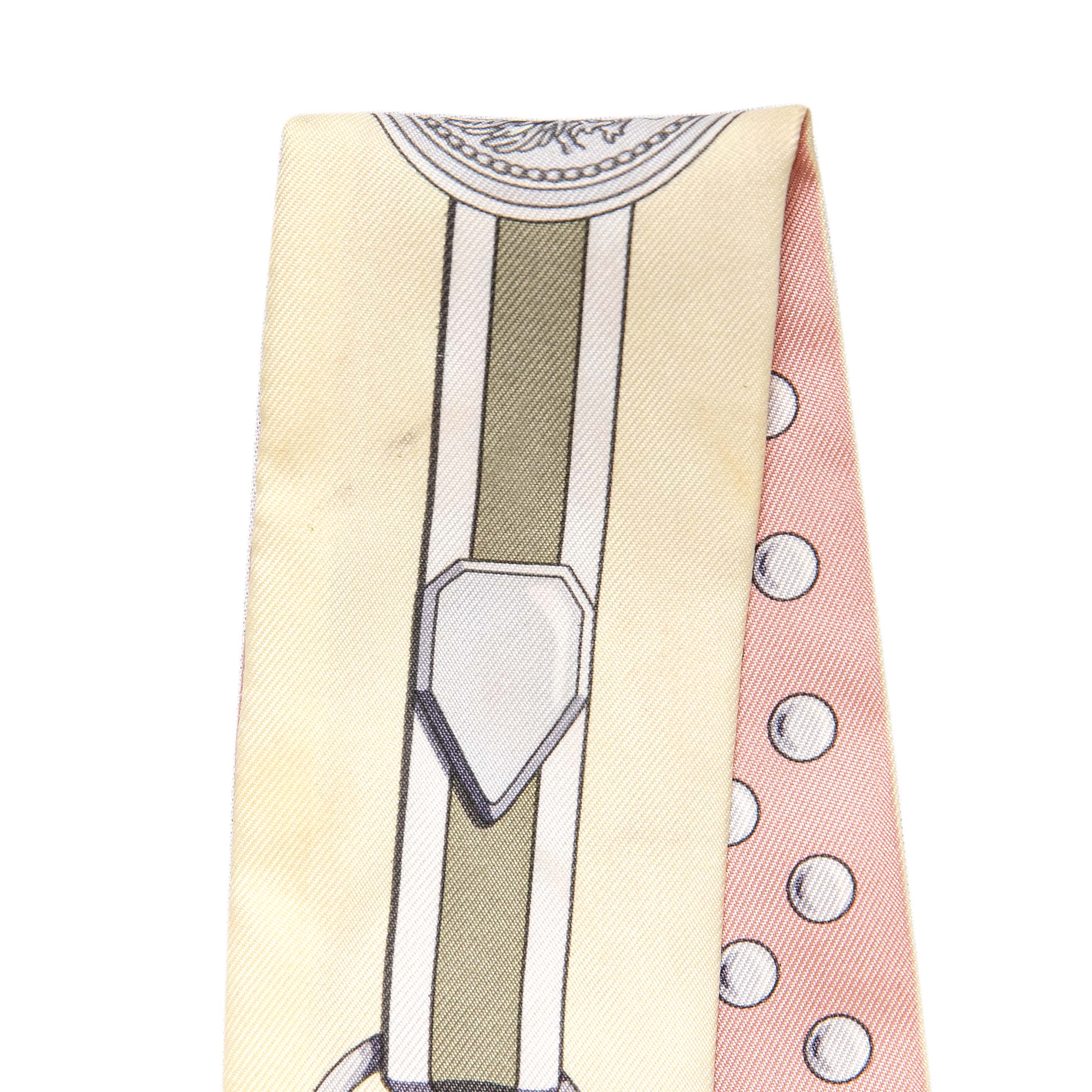 Hermes Rose Poudre Jaune Silk Grand Tralala Twilly - Image 4