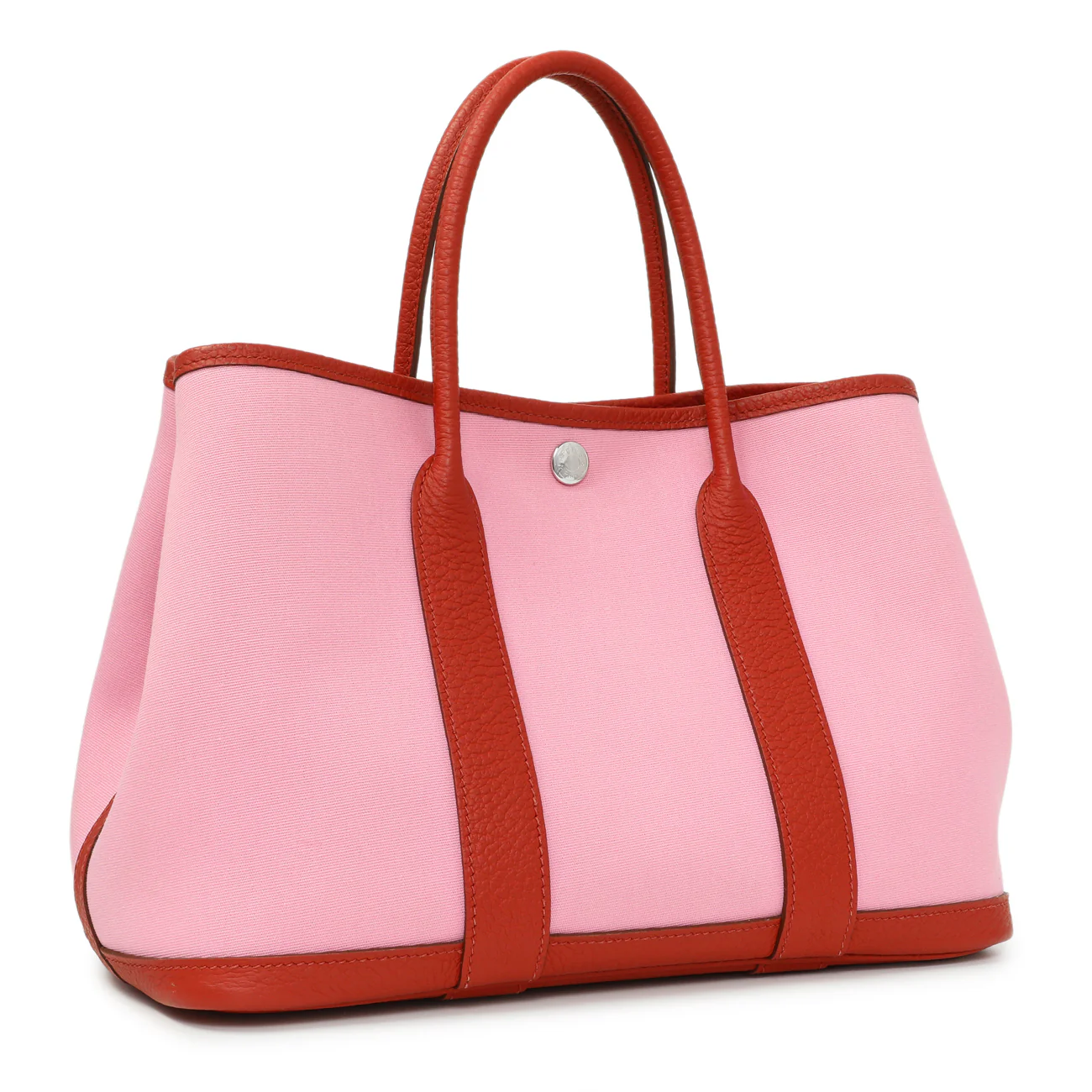 Hermes Rose Sakura Rouge Duchesse Toile Militaire Vache Country Garden Party 30 TPM - Image 2