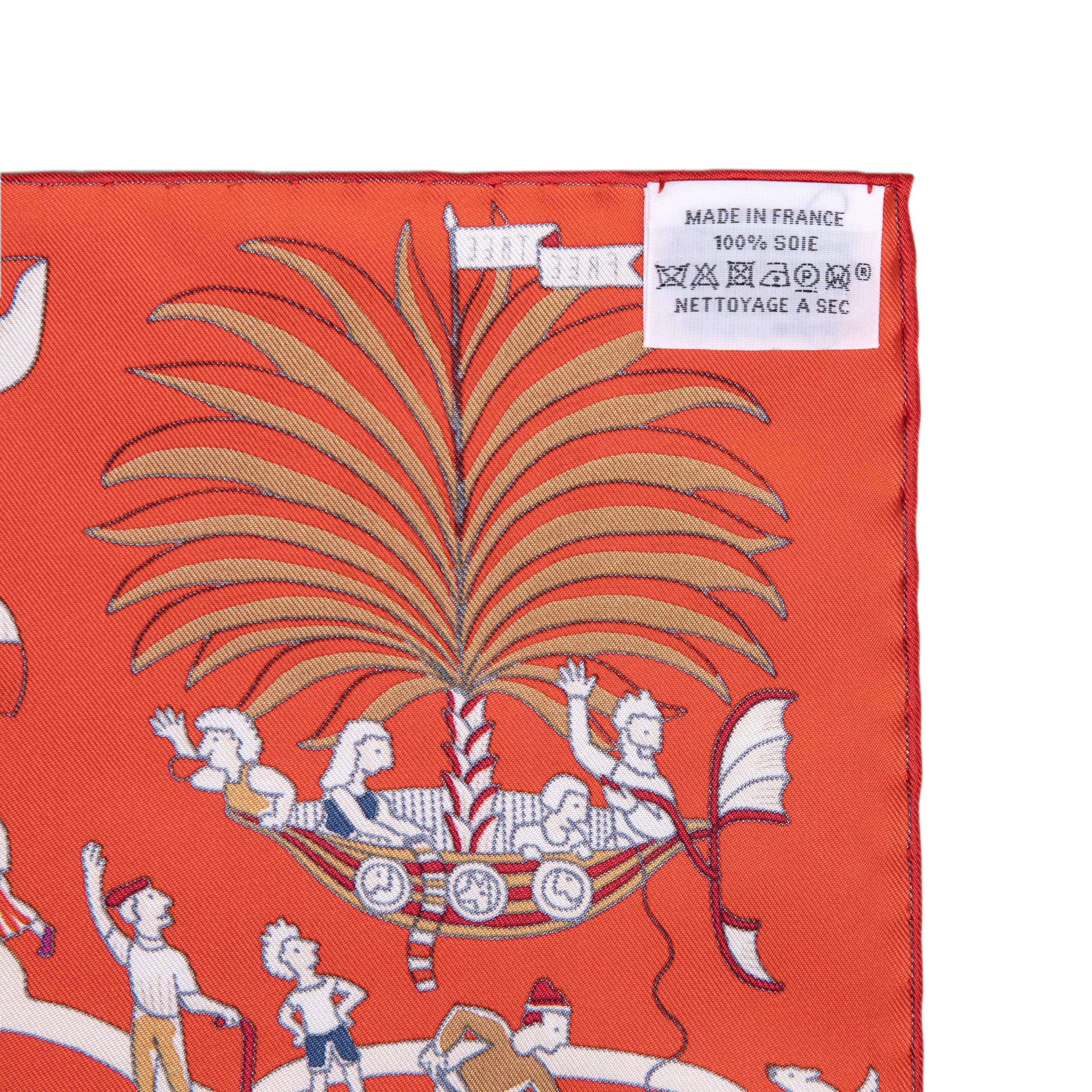 Hermes Rouge Creme Violet Silk Exposition Universelle Scarf 90 - Image 5