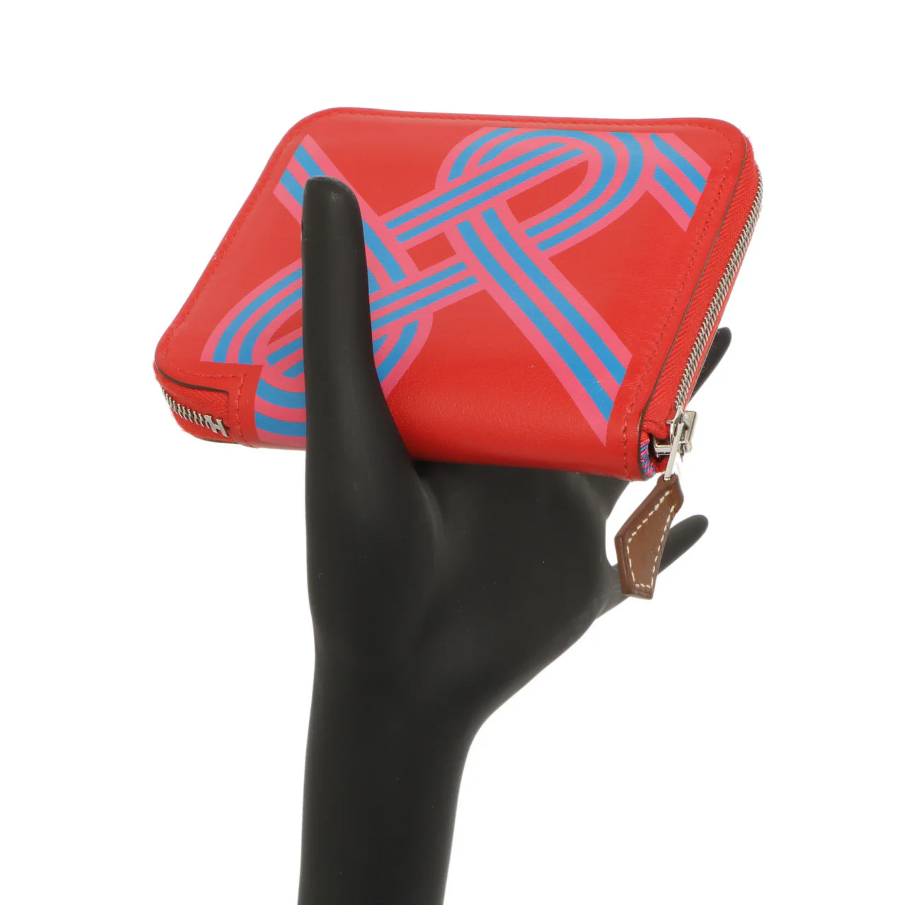 Hermes Rouge De Coeur Swift Noeuds Marins Silk'in Compact Zip  Wallet - Image 11