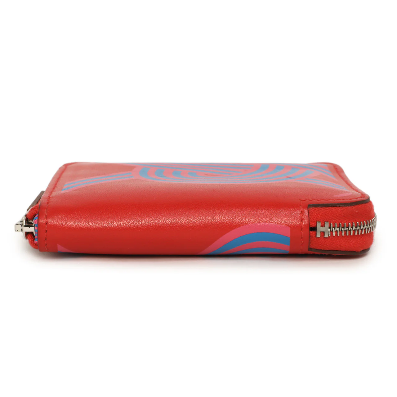 Hermes Rouge De Coeur Swift Noeuds Marins Silk'in Compact Zip  Wallet - Image 3