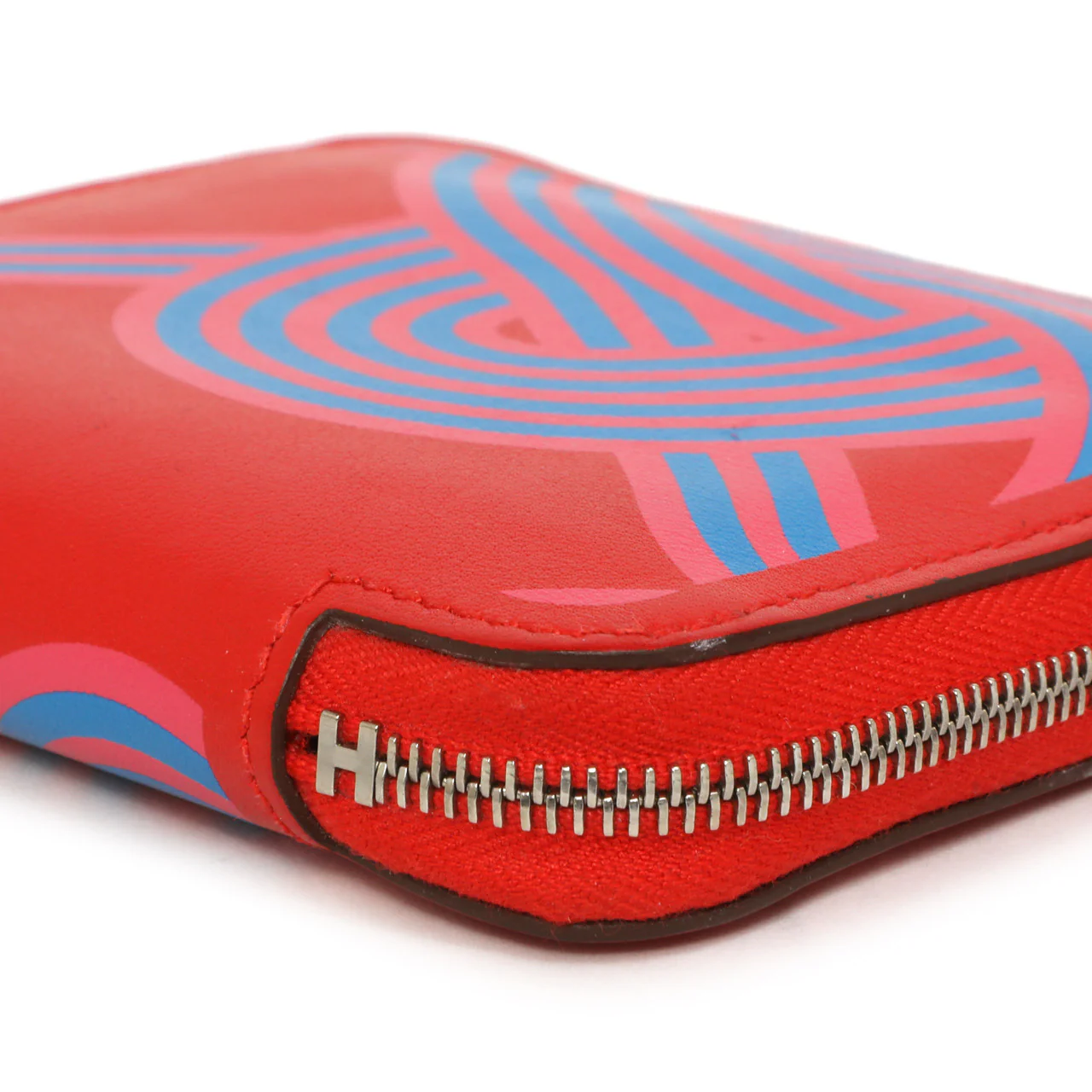 Hermes Rouge De Coeur Swift Noeuds Marins Silk'in Compact Zip  Wallet - Image 5