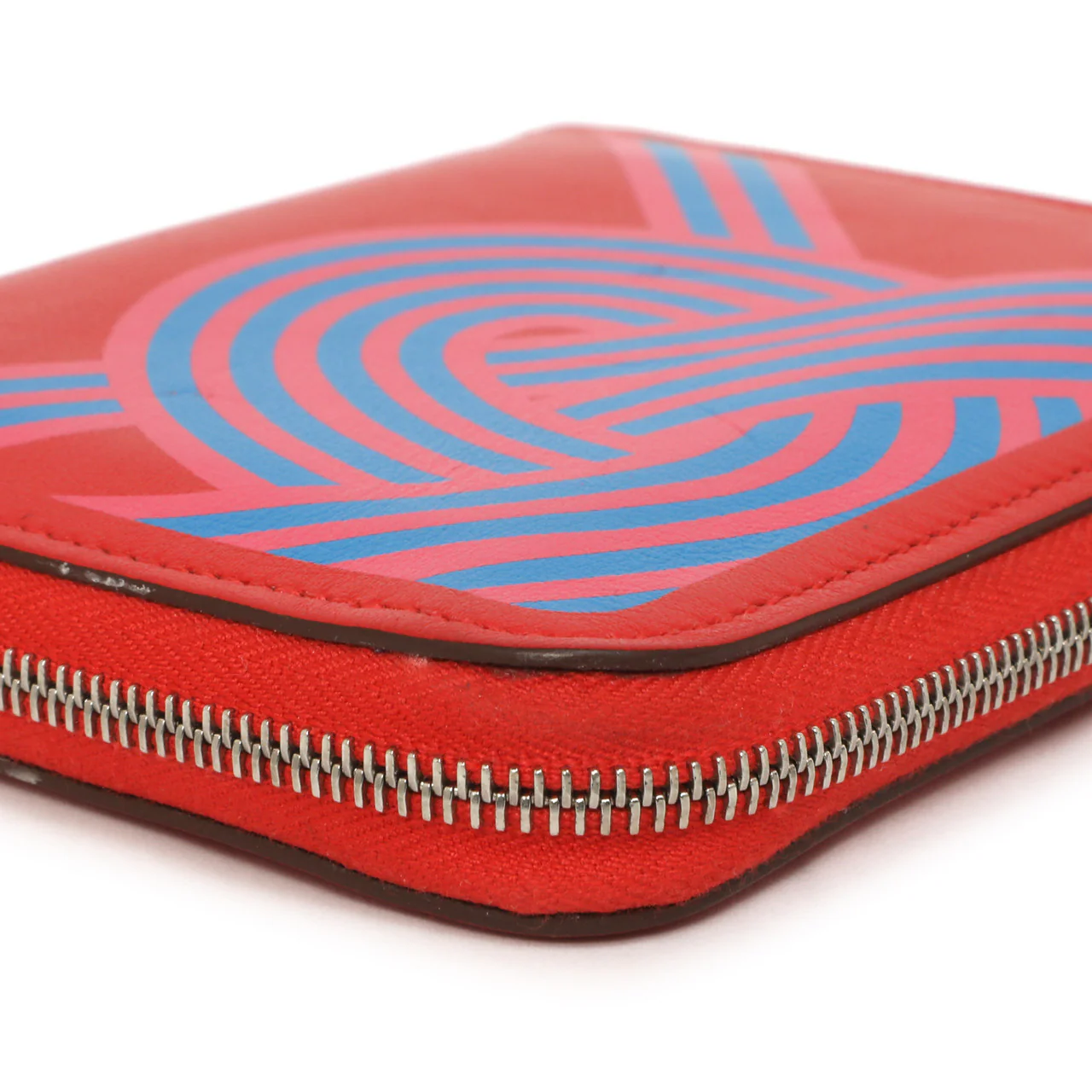 Hermes Rouge De Coeur Swift Noeuds Marins Silk'in Compact Zip  Wallet - Image 6