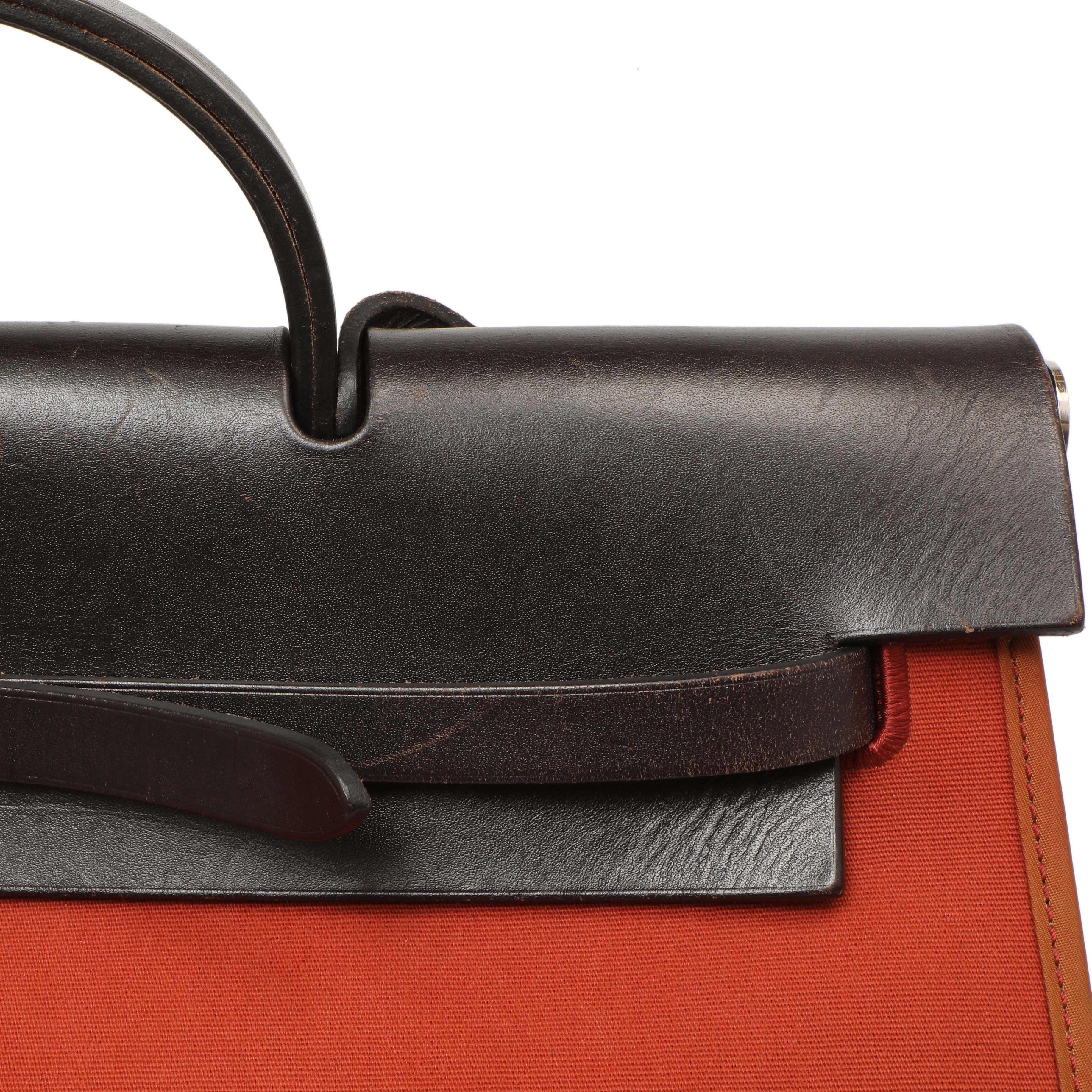Hermes Rouge Venetian Toile Vache Hunter Herbag Zip 39 - Image 12
