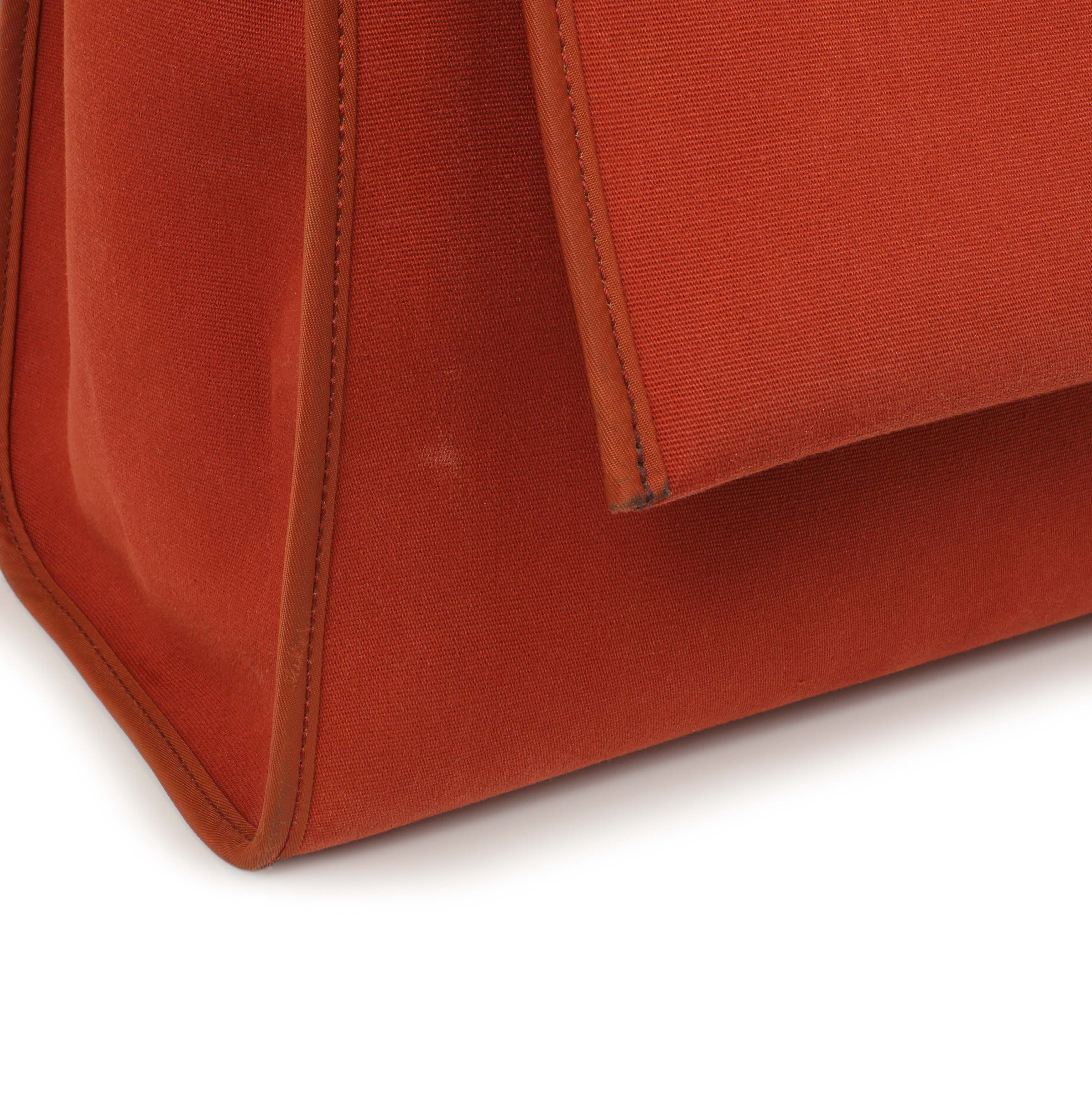 Hermes Rouge Venetian Toile Vache Hunter Herbag Zip 39 - Image 13