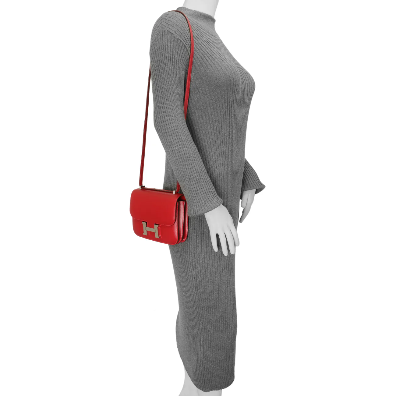 Hermes Rouge Vif Tadelakt Constance 18 - Image 9