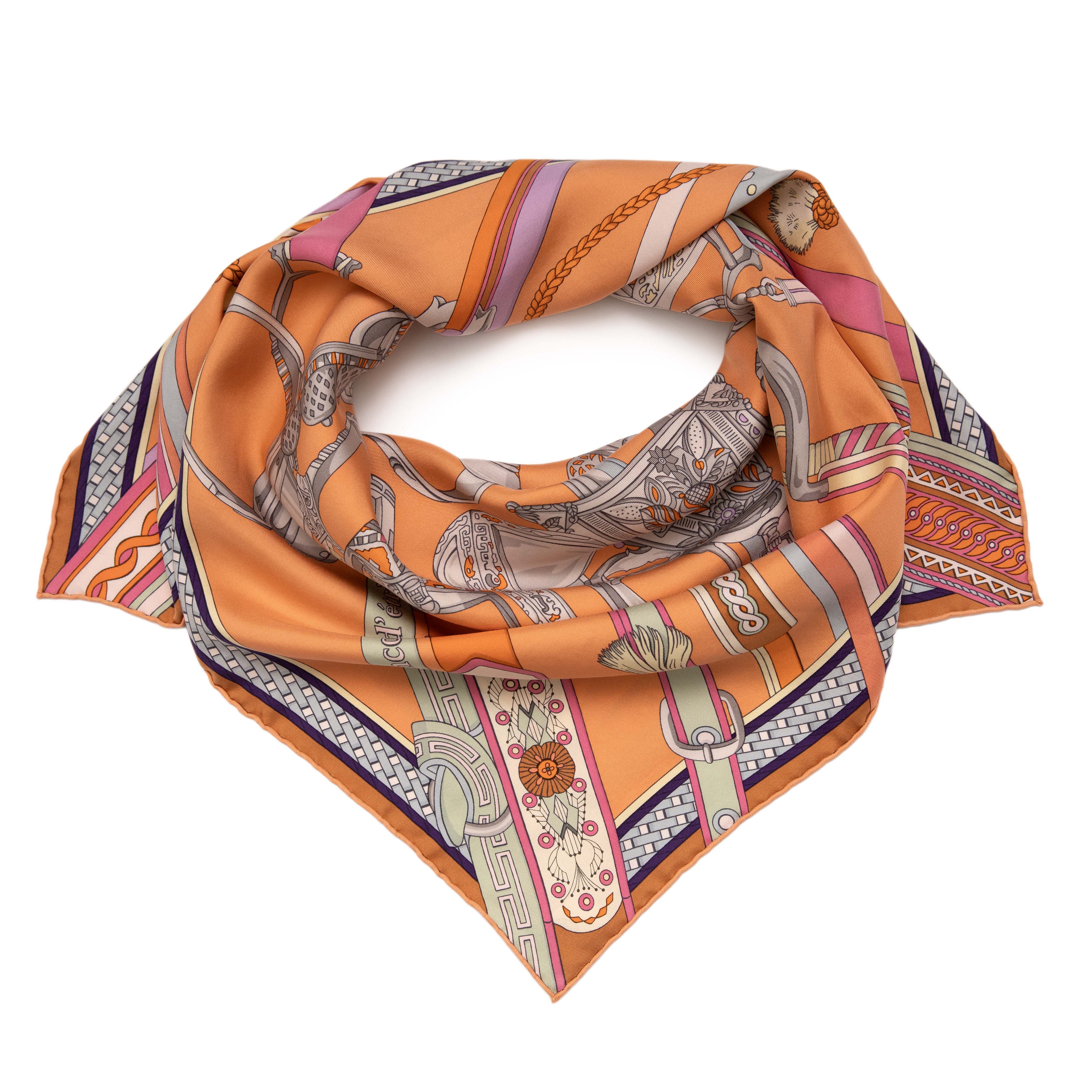 Hermes Silk Concours d'Etriers Wash Scarf 90