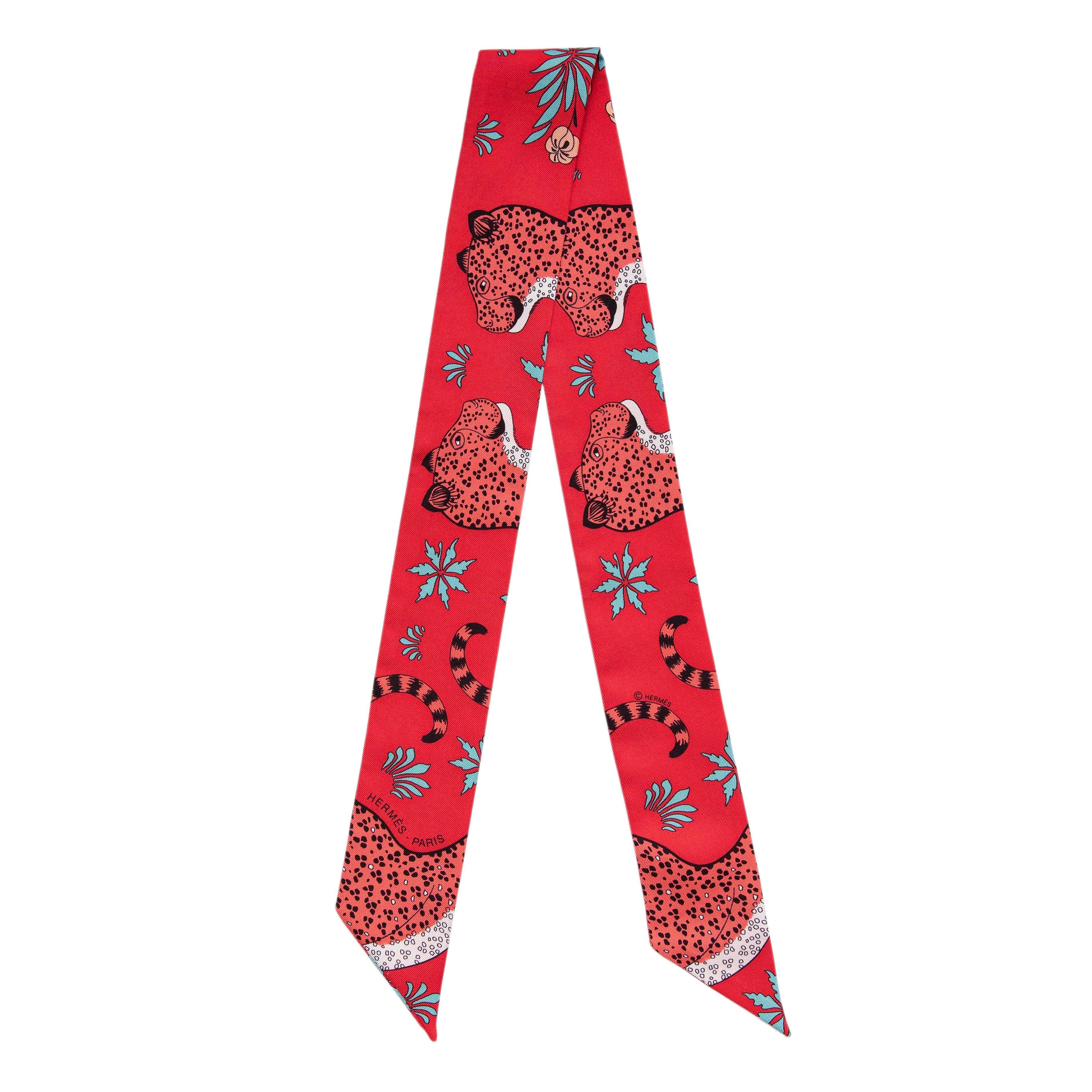 Hermes Silk Les Leopards Twilly