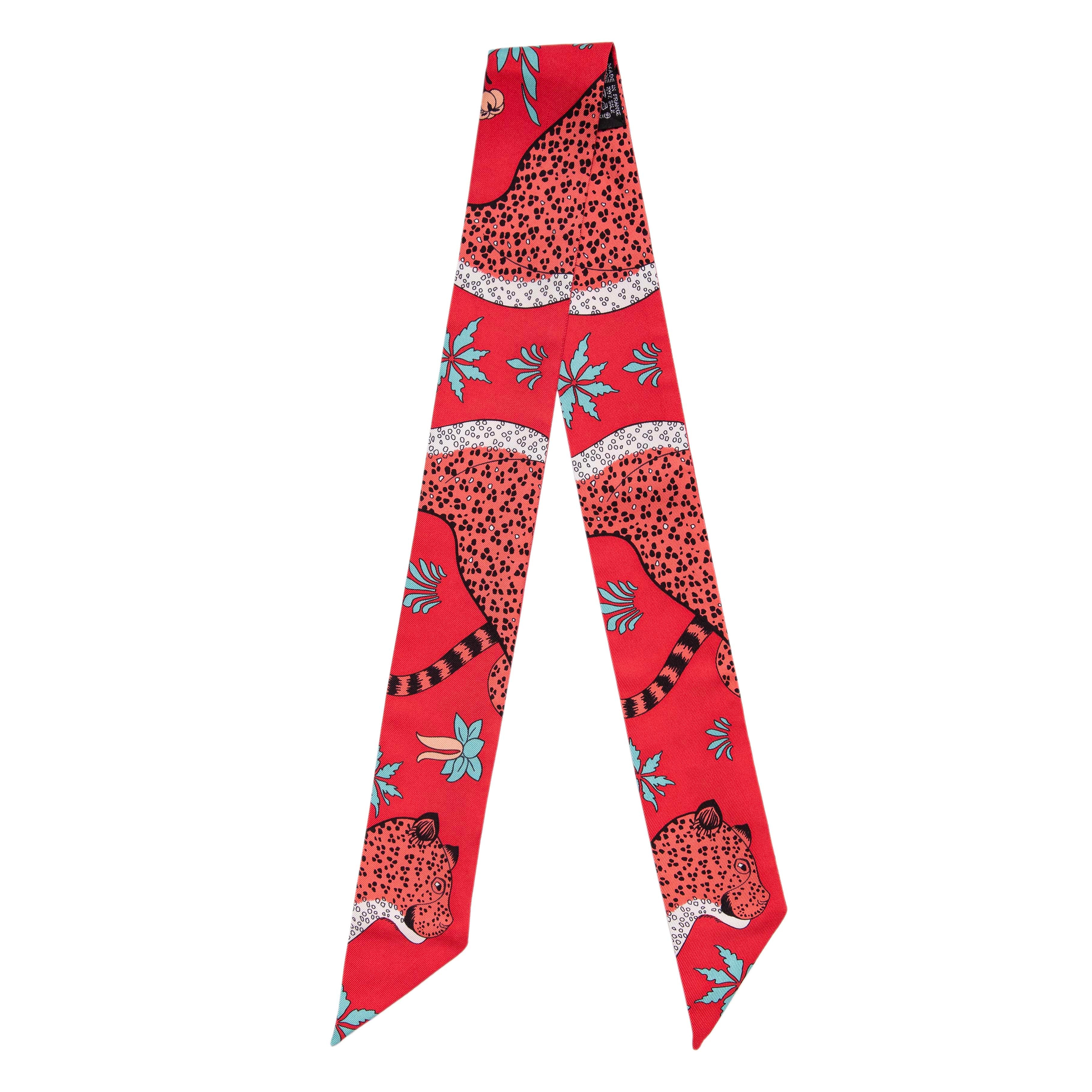 Hermes Silk Les Leopards Twilly - Image 2