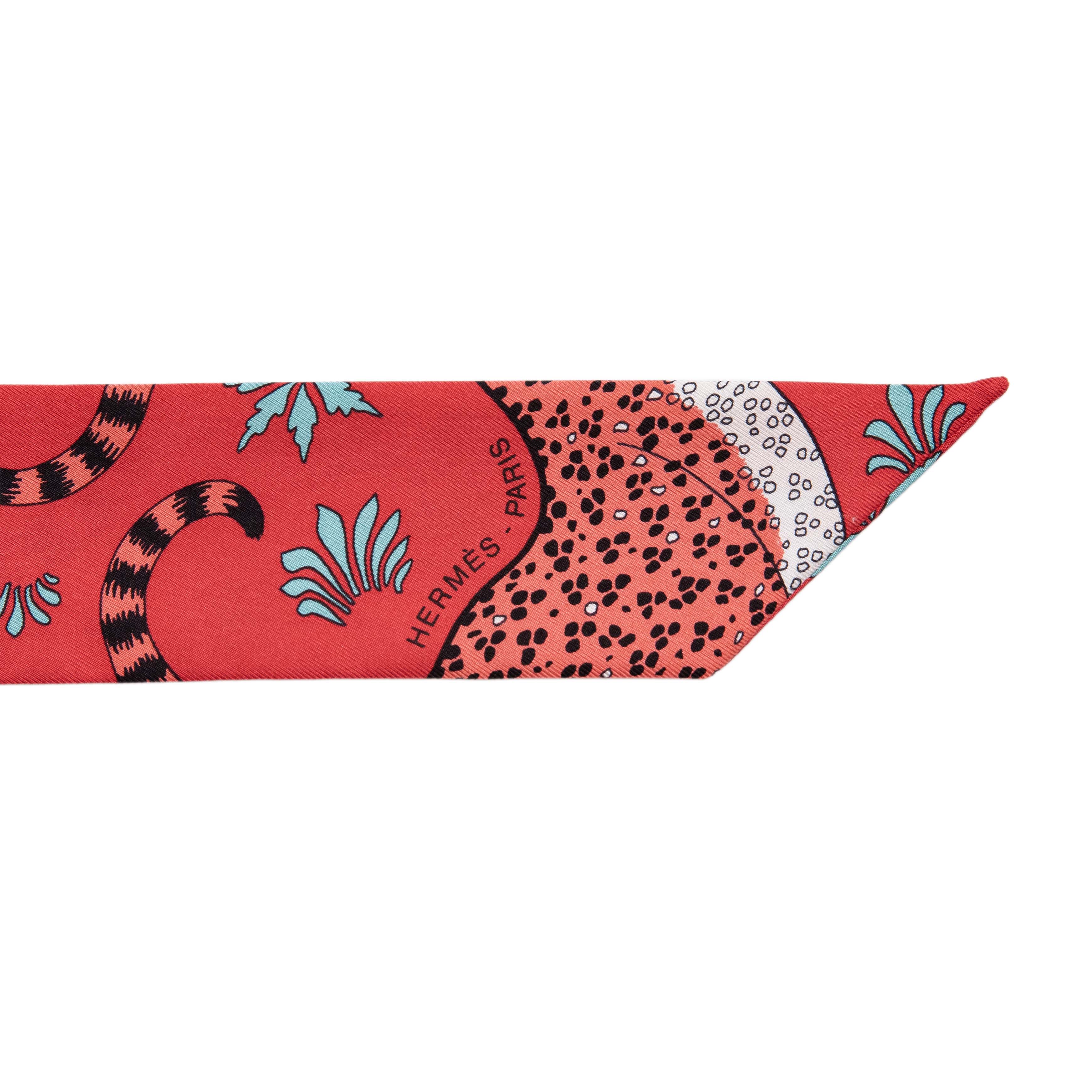 Hermes Silk Les Leopards Twilly - Image 3