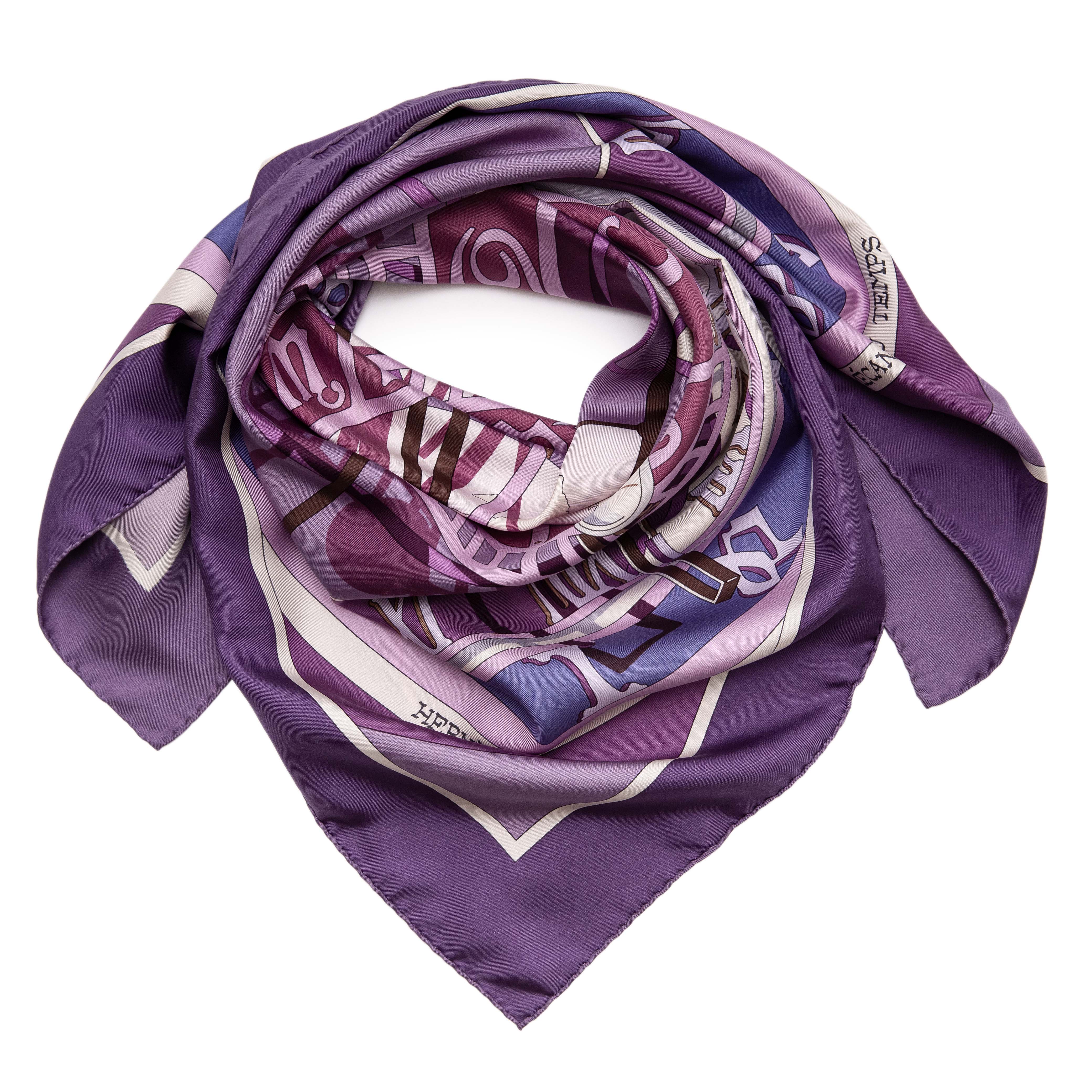 Hermes Silk Mecanique du Temps Scarf 90