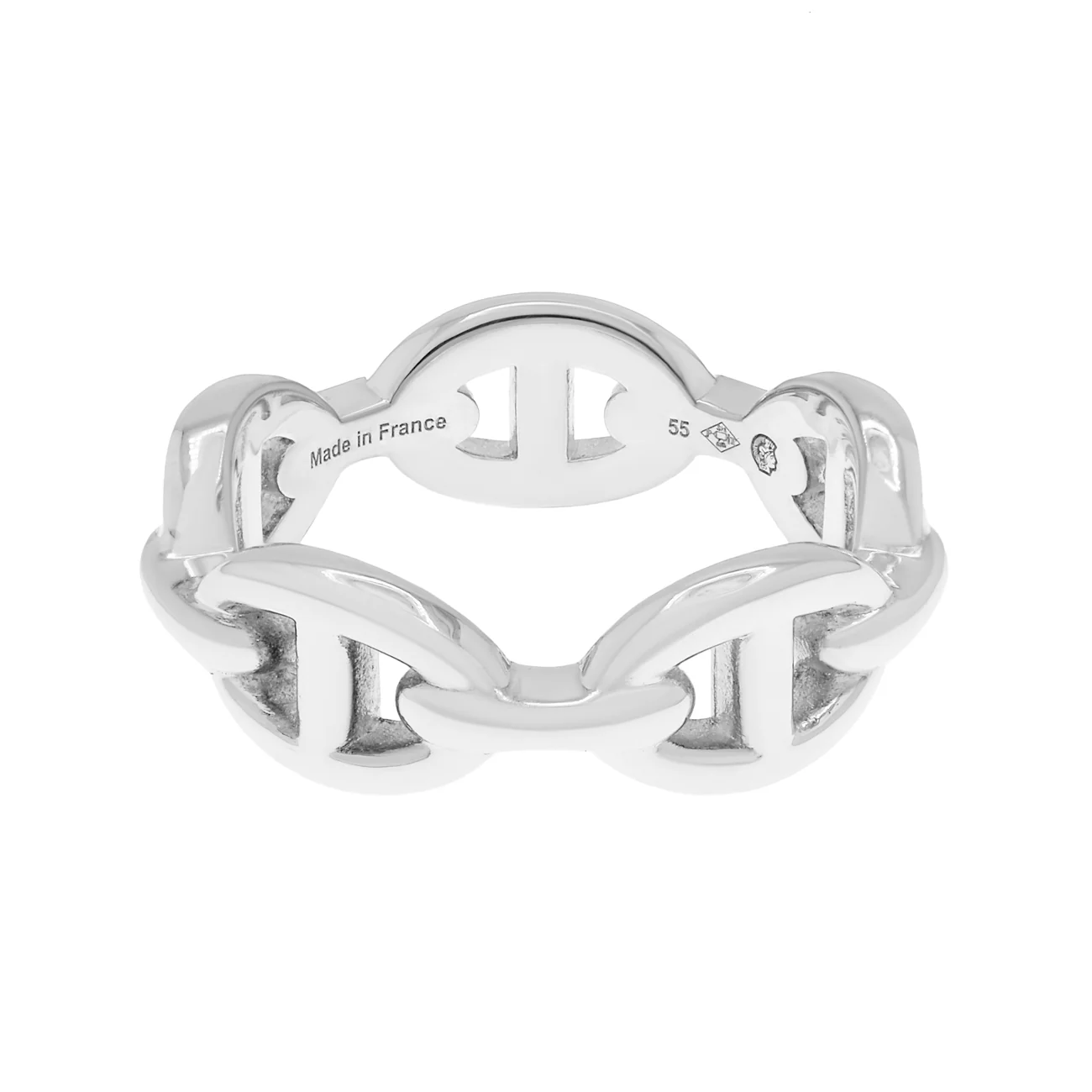 Hermes Sterling Silver Chaine d'Ancre Enchainee Ring - Image 2