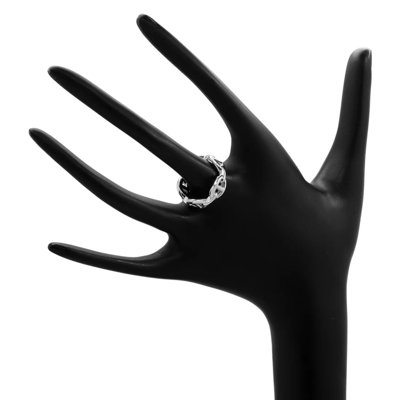 Hermes Sterling Silver Chaine d'Ancre Enchainee Ring - Image 3