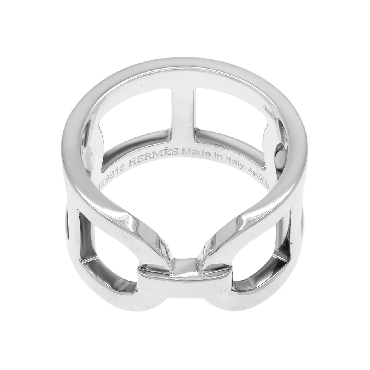 Hermes Sterling Silver Medium Ever Chaine D'Ancre Ring