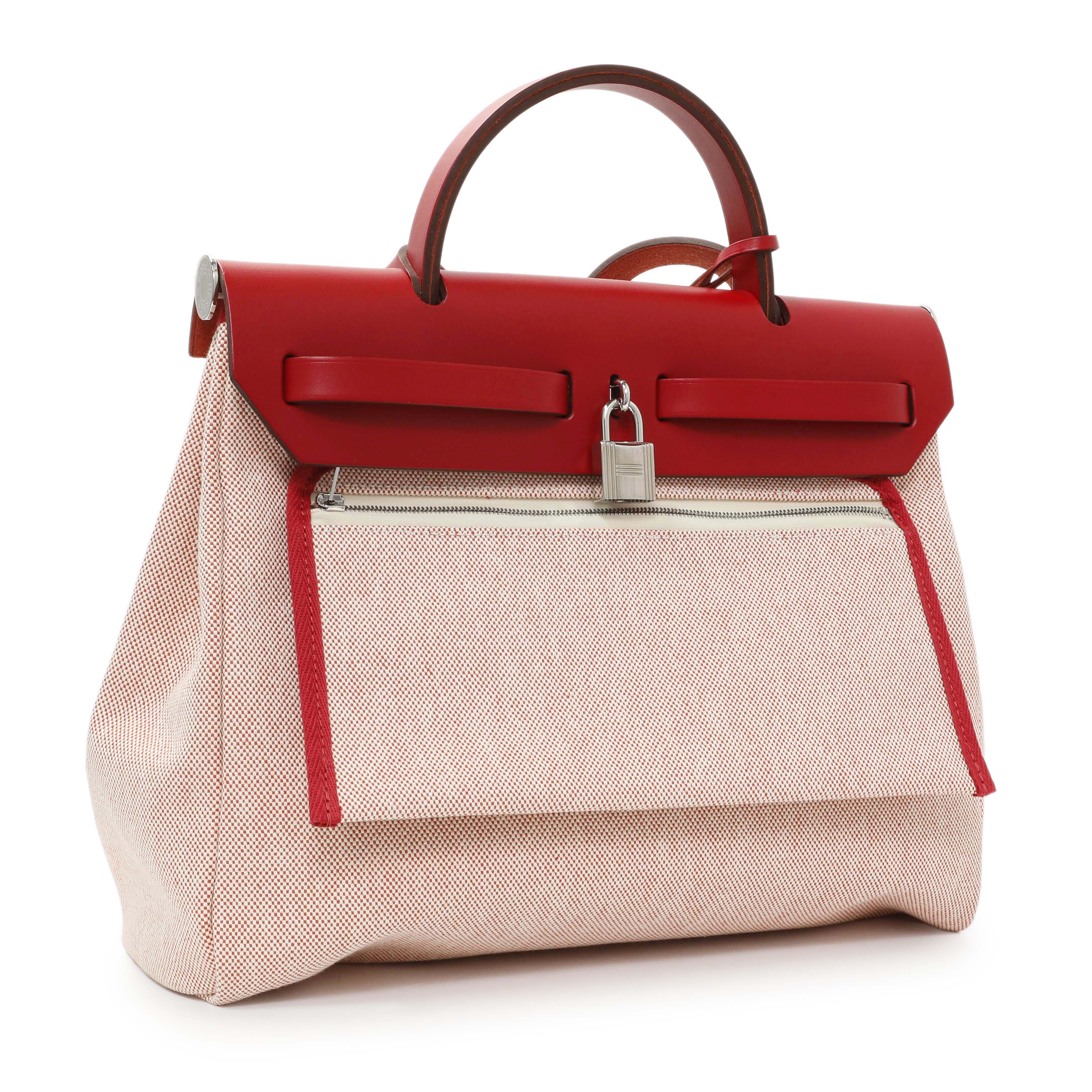 Hermes Vache Hunter Rouge Piment Toile Pegase Pop Herbag Zip Retourne 31 PM - Image 2
