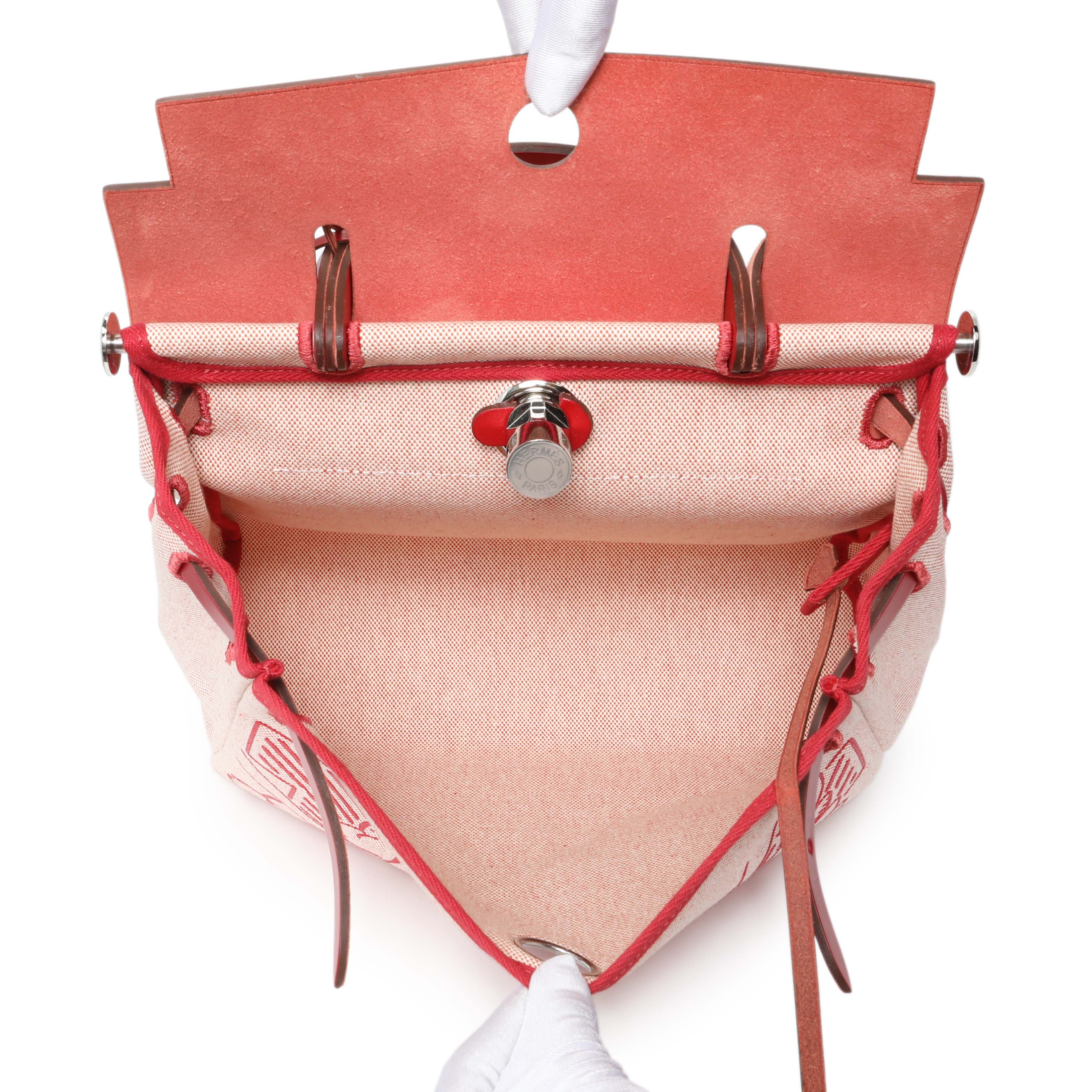 Hermes Vache Hunter Rouge Piment Toile Pegase Pop Herbag Zip Retourne 31 PM - Image 4