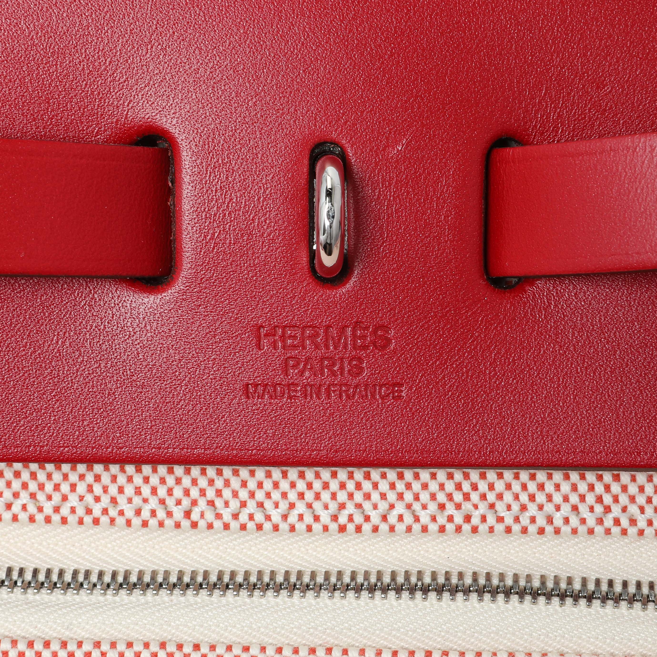 Hermes Vache Hunter Rouge Piment Toile Pegase Pop Herbag Zip Retourne 31 PM - Image 5