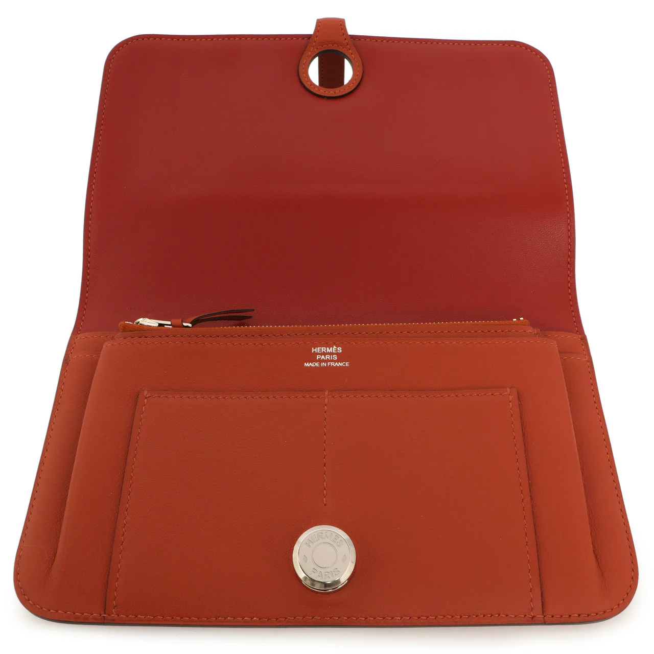 Hermes Vermillion Swift Leather Dogon Duo Wallet - Image 8