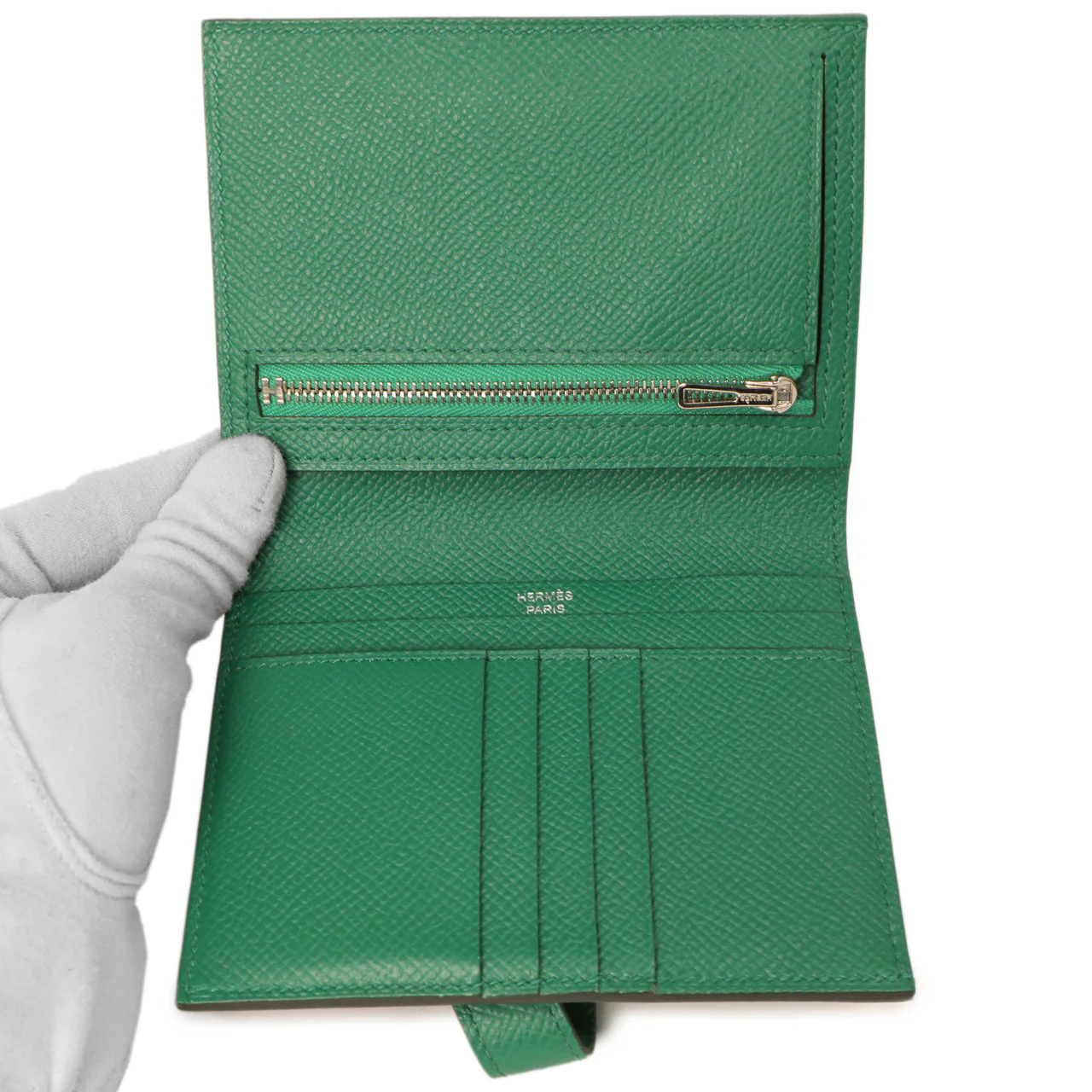 Hermes Vert Vertigo Epsom Bearn Compact Wallet - Image 4