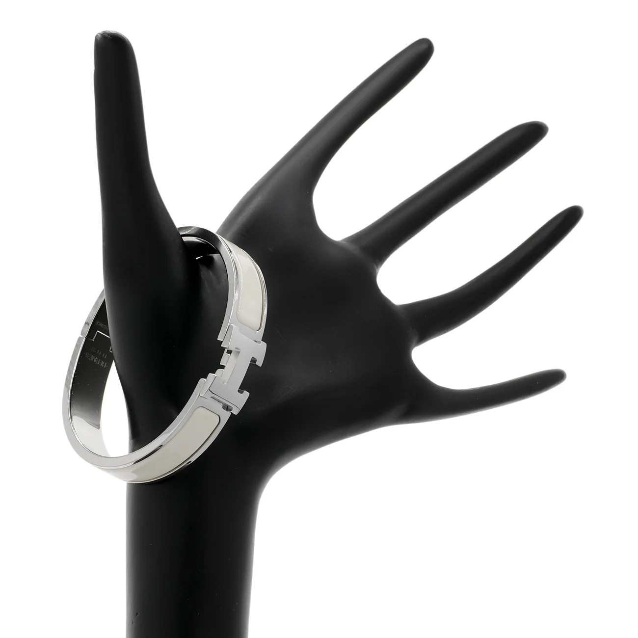 Hermes White Clic H Bracelet - Image 3