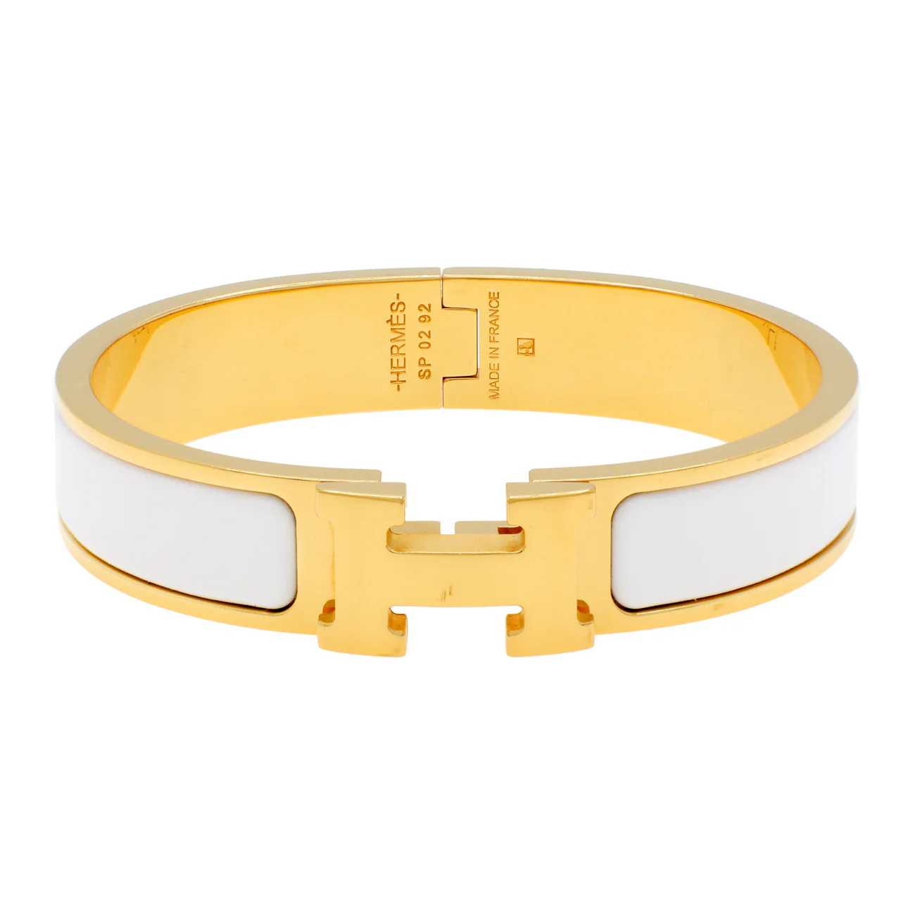 Hermes White Enamel Clic H Bracelet