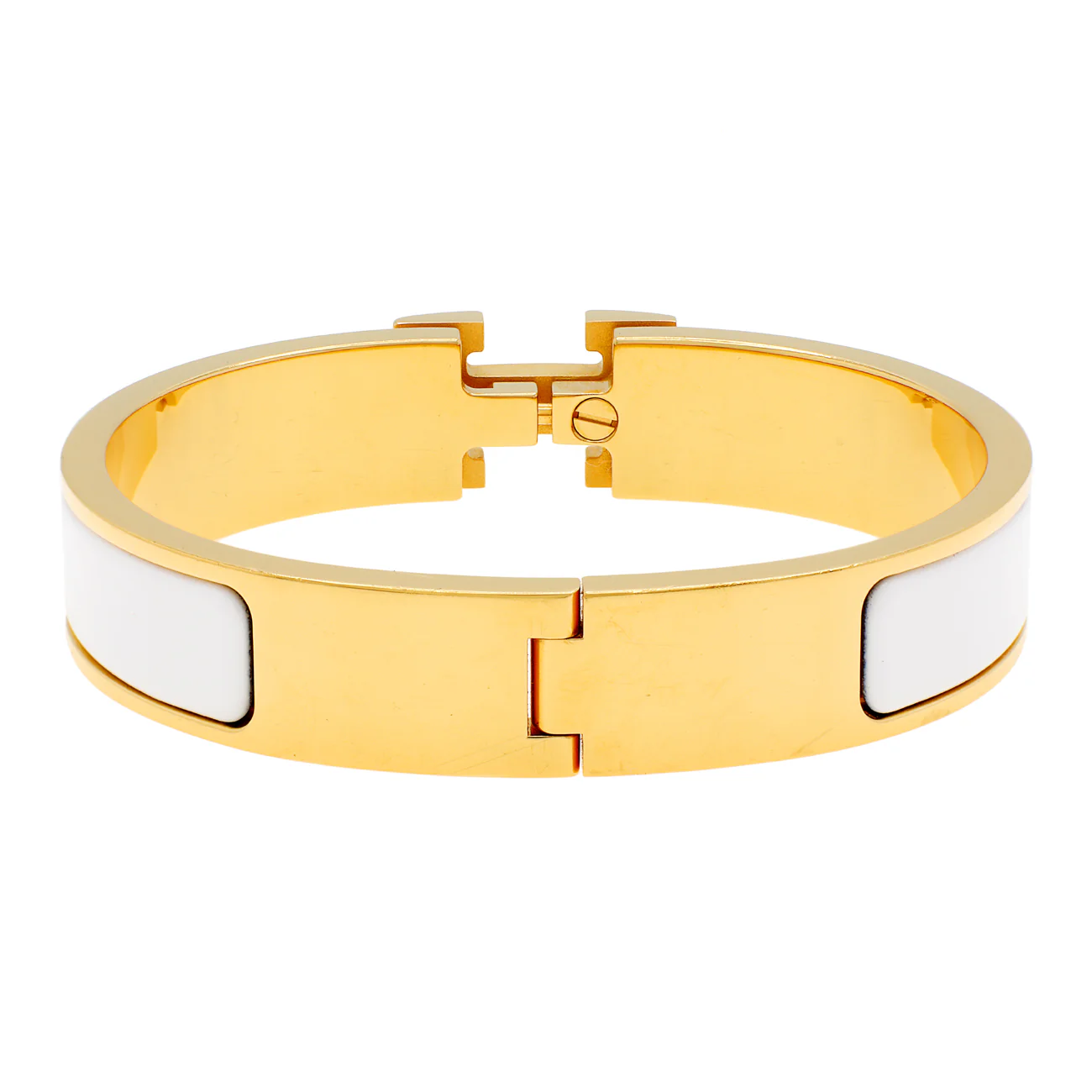 Hermes White Enamel Clic H Bracelet - Image 2