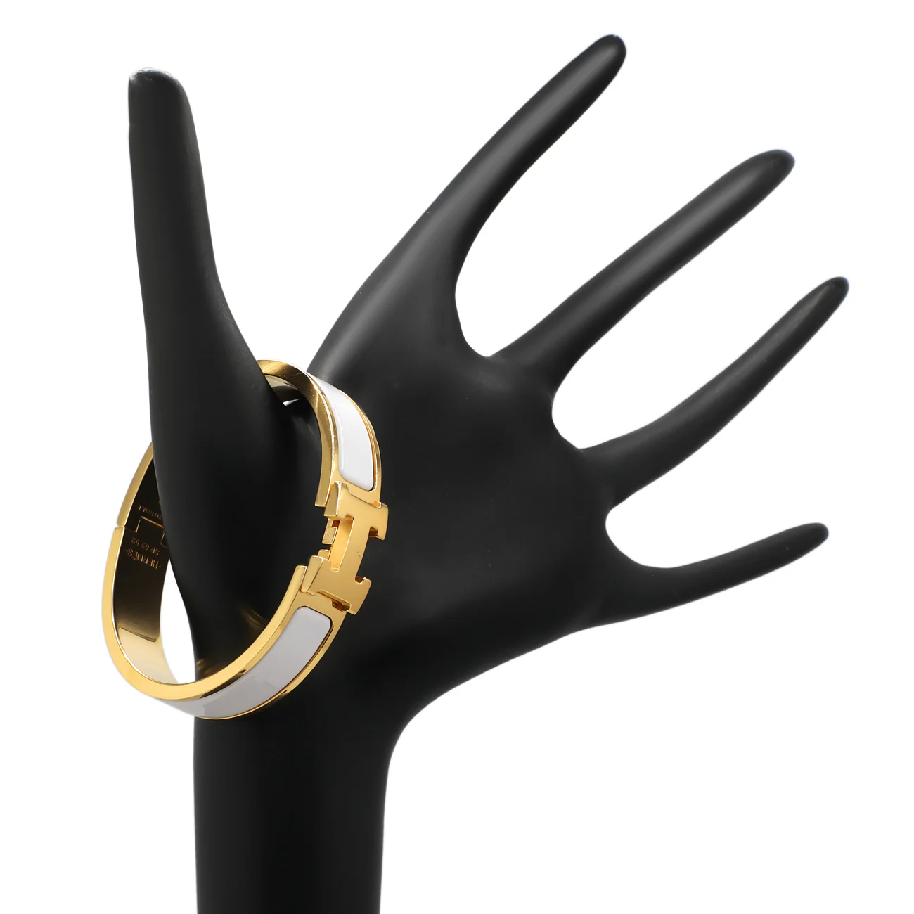 Hermes White Enamel Clic H Bracelet - Image 3