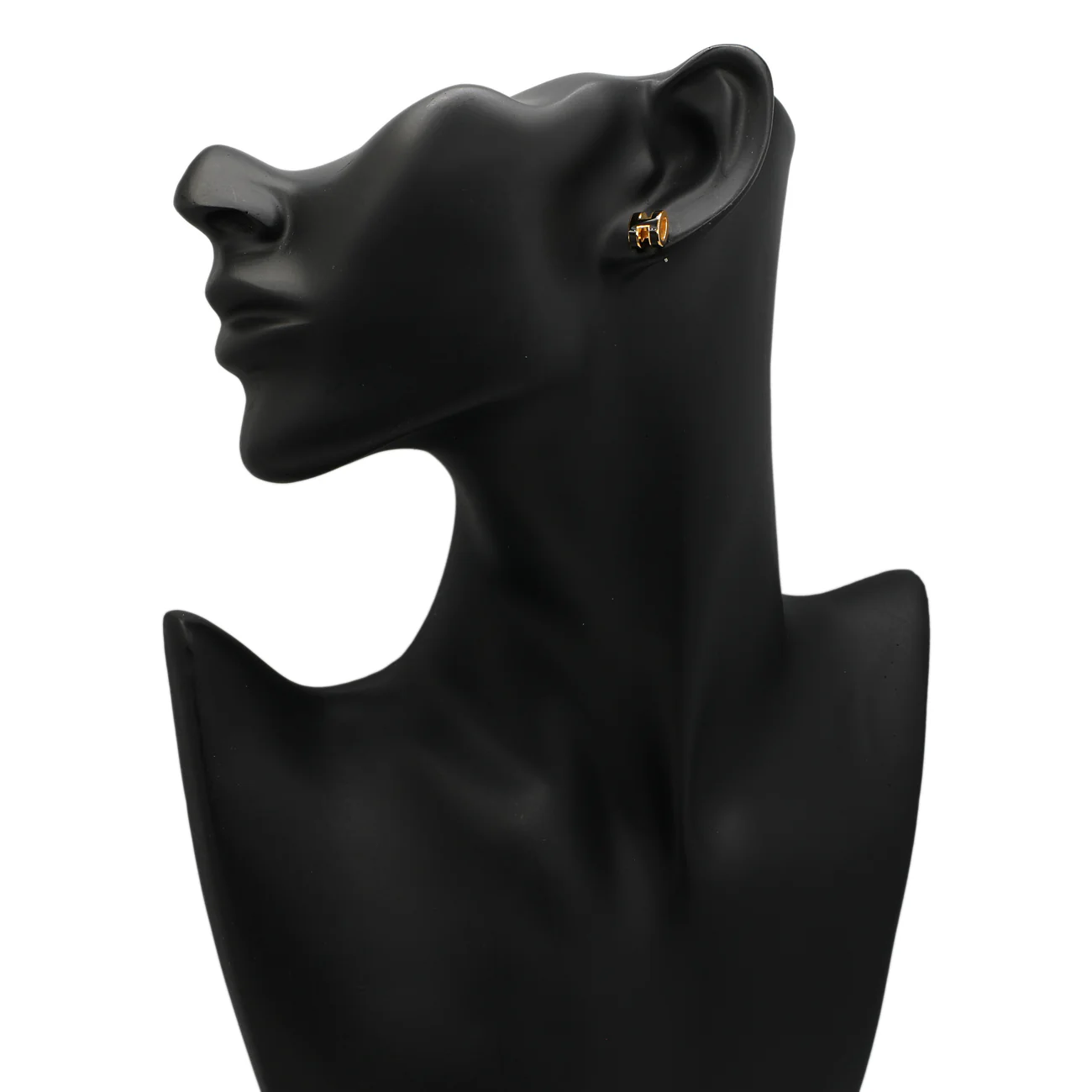 Hermes Yellow Gold Black Lacquer Mini Pop H Earrings - Image 3