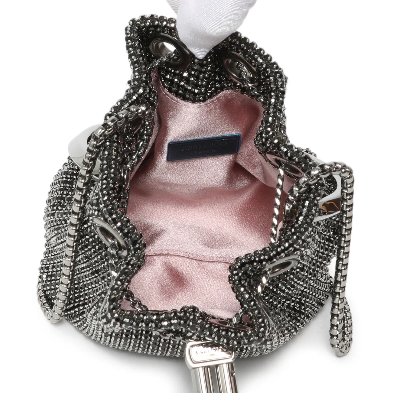 Jimmy Choo Black Crystal Mesh Micro Bon Bon - Image 5