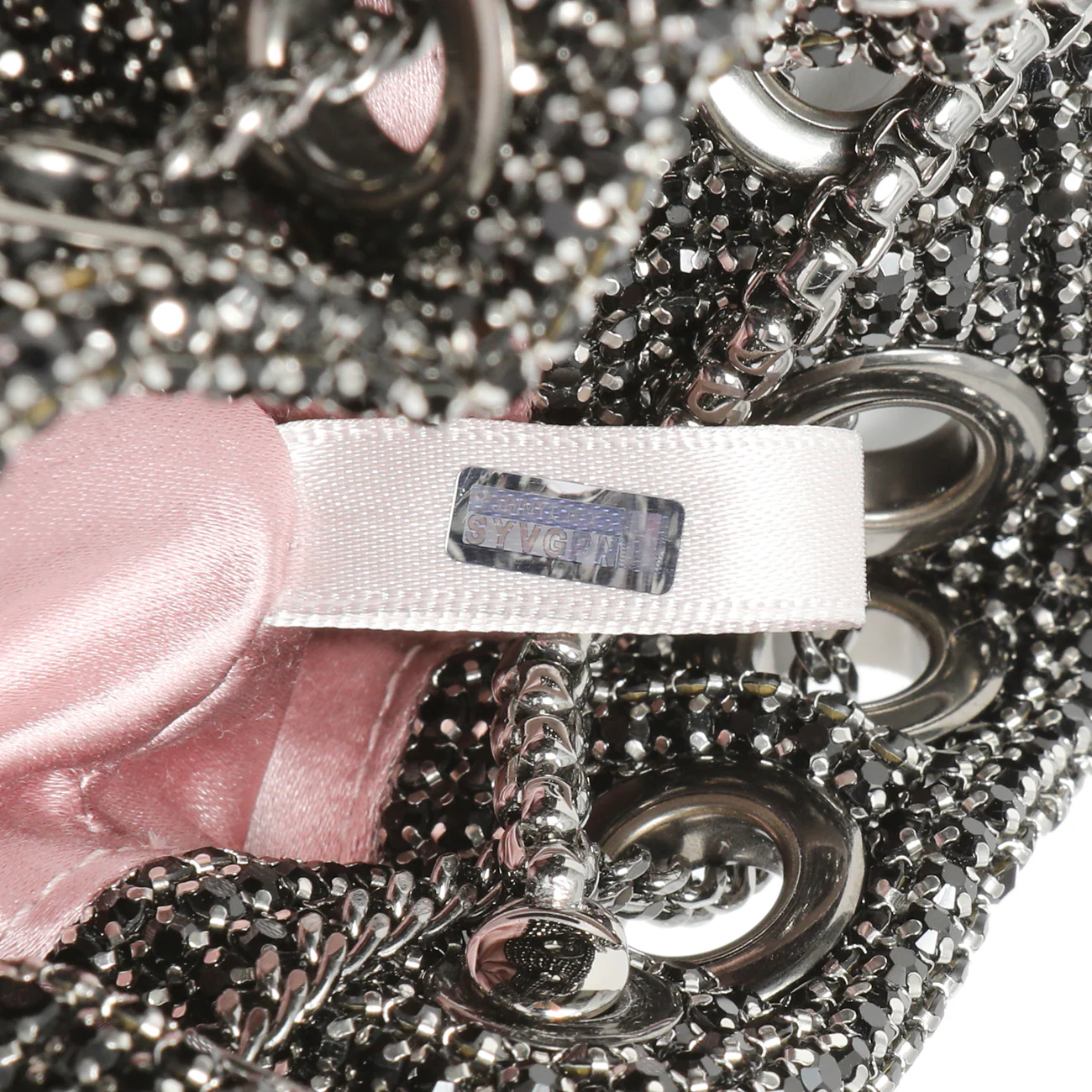 Jimmy Choo Black Crystal Mesh Micro Bon Bon - Image 7