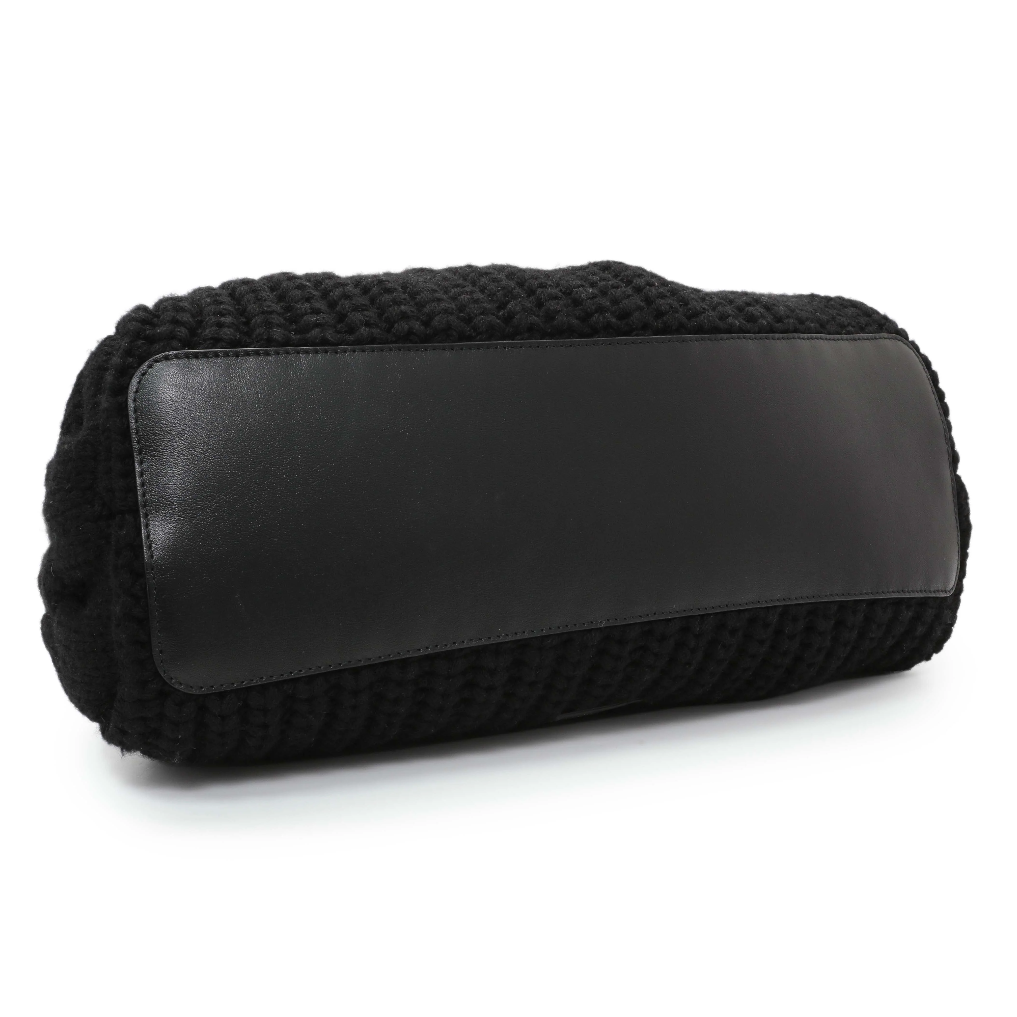 Jimmy Choo Black Knitted Medium Cinch Shoulder Bag - Image 3