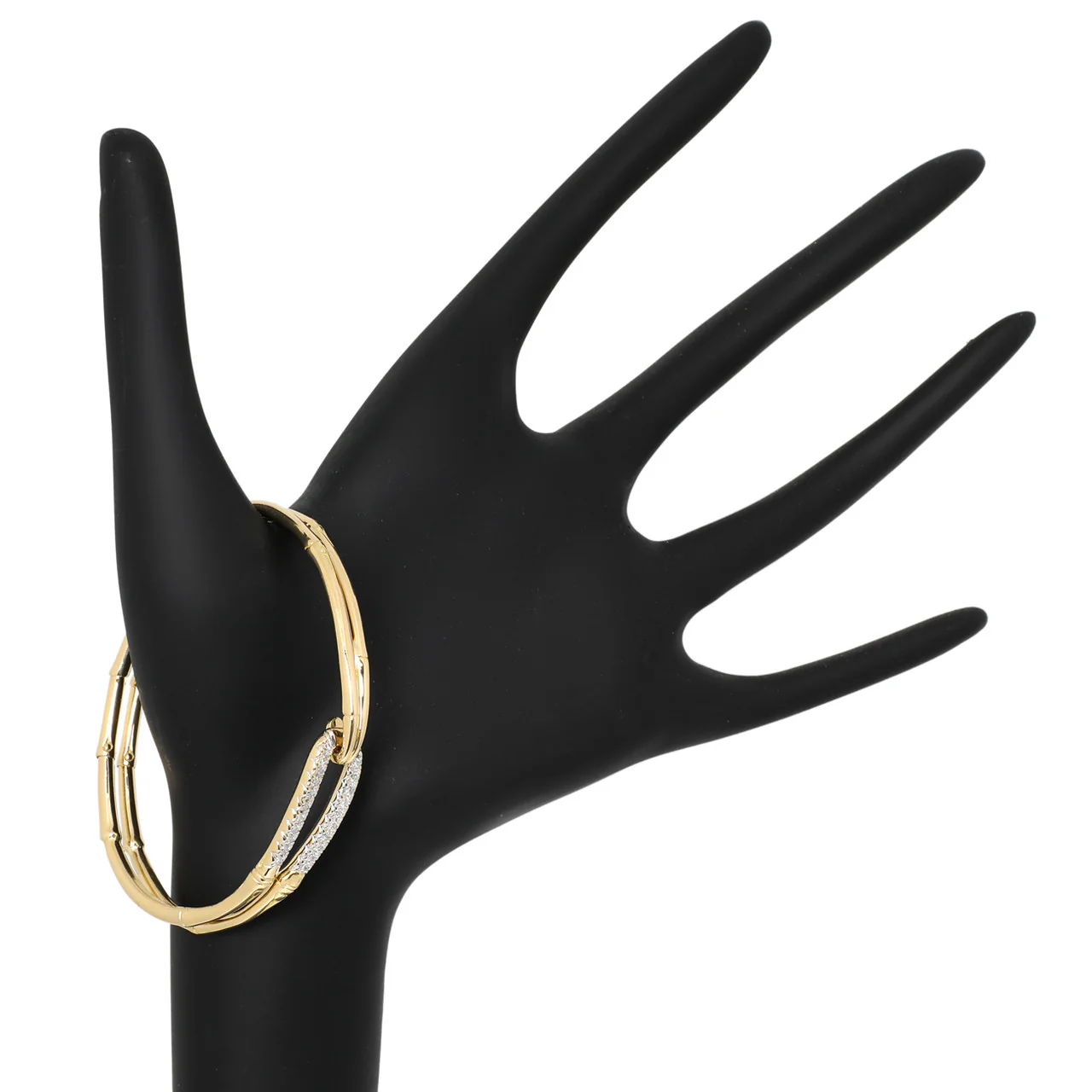 John Hardy 18K Diamond Bamboo Flex Hook Bracelet - Image 3