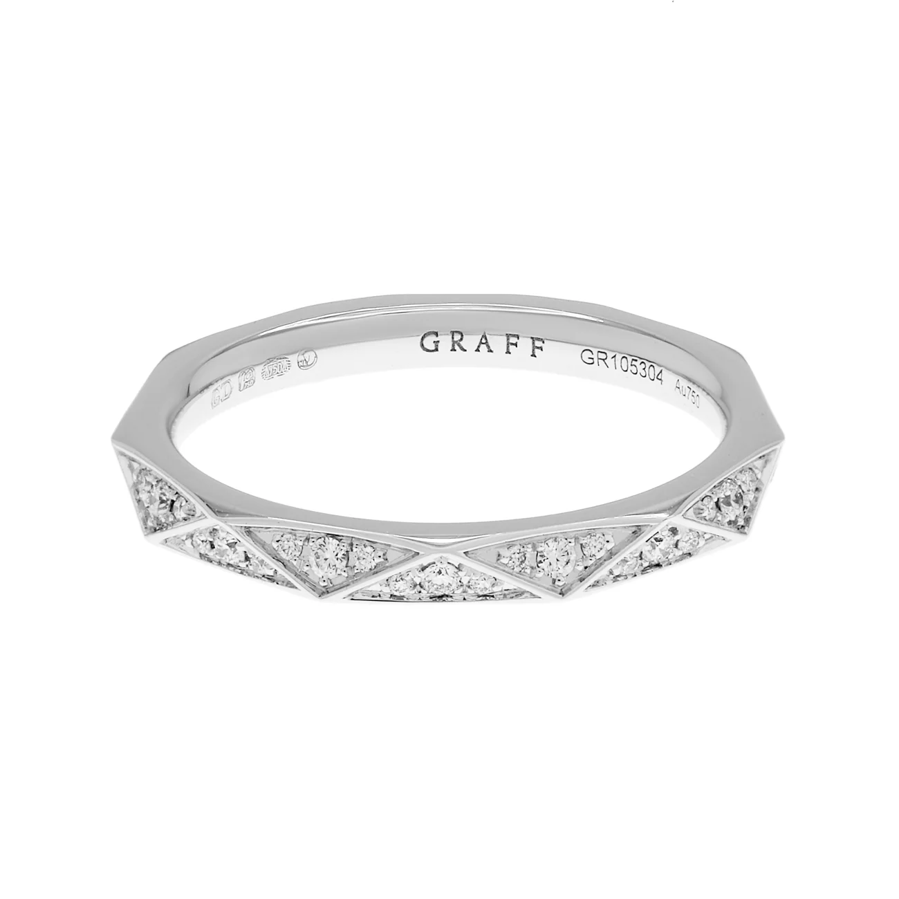 Laurence Graff 18K White Gold Signature Faceted Pave Diamond Wedding Band