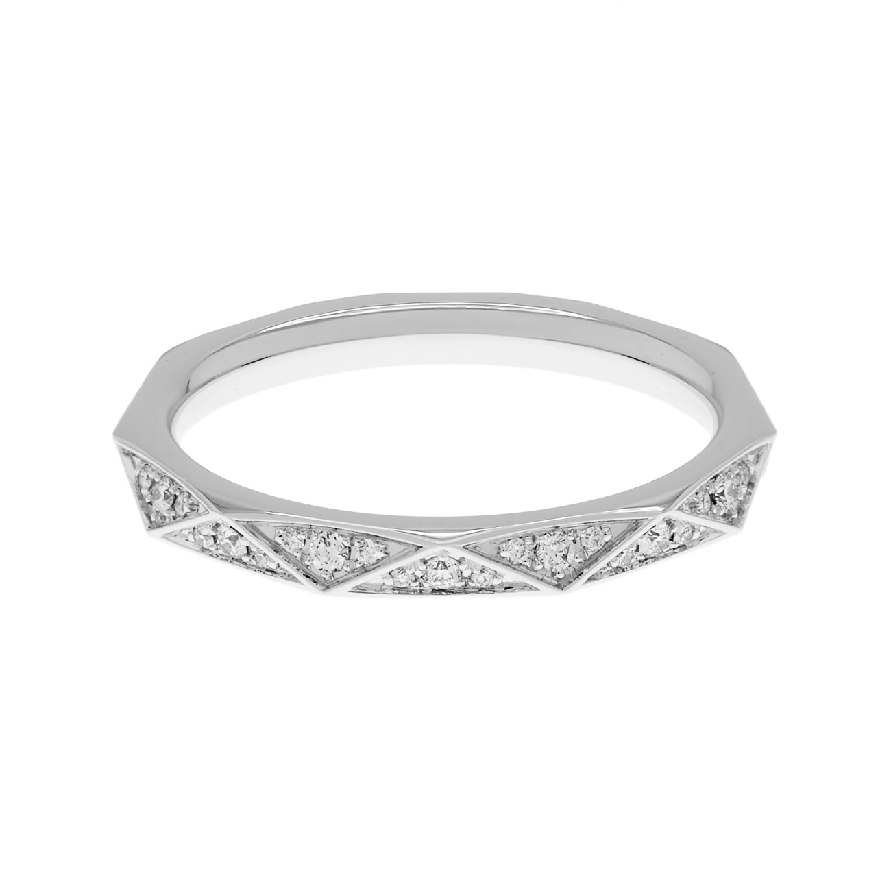 Laurence Graff 18K White Gold Signature Faceted Pave Diamond Wedding Band - Image 2