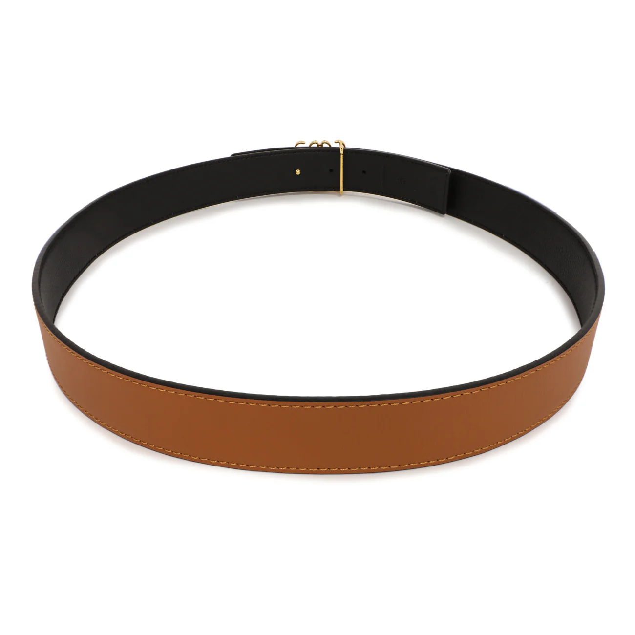 Loewe Tan Black Calfskin Anagram Reversible Belt - Image 2