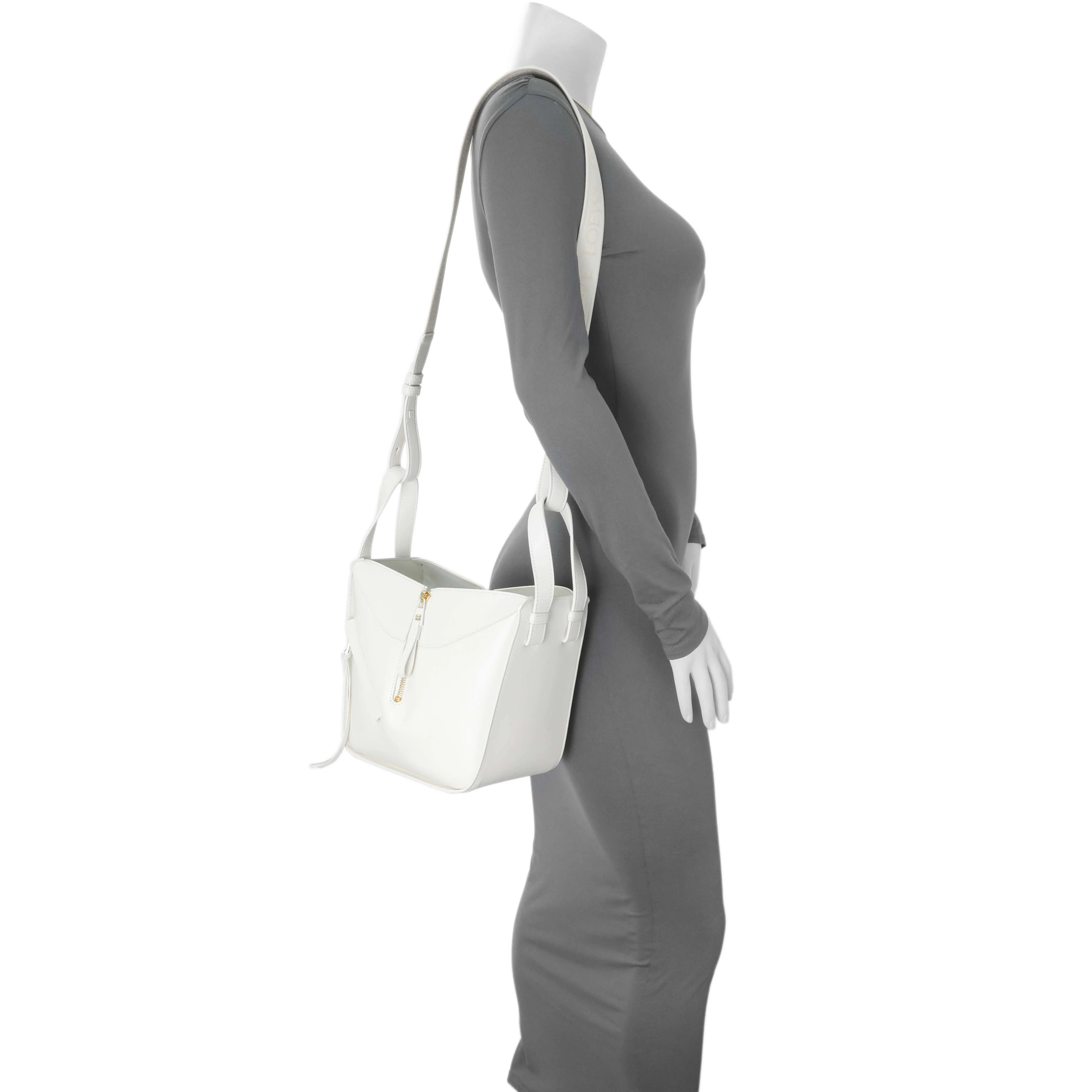 Loewe White Calfskin Compact Hammock Shoulder Bag - Image 9